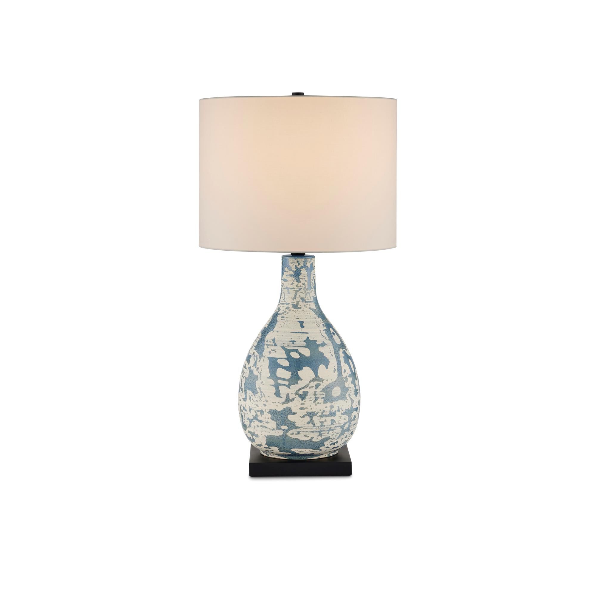 Shown in Vintage Blue finish and Ivory Shantung shade