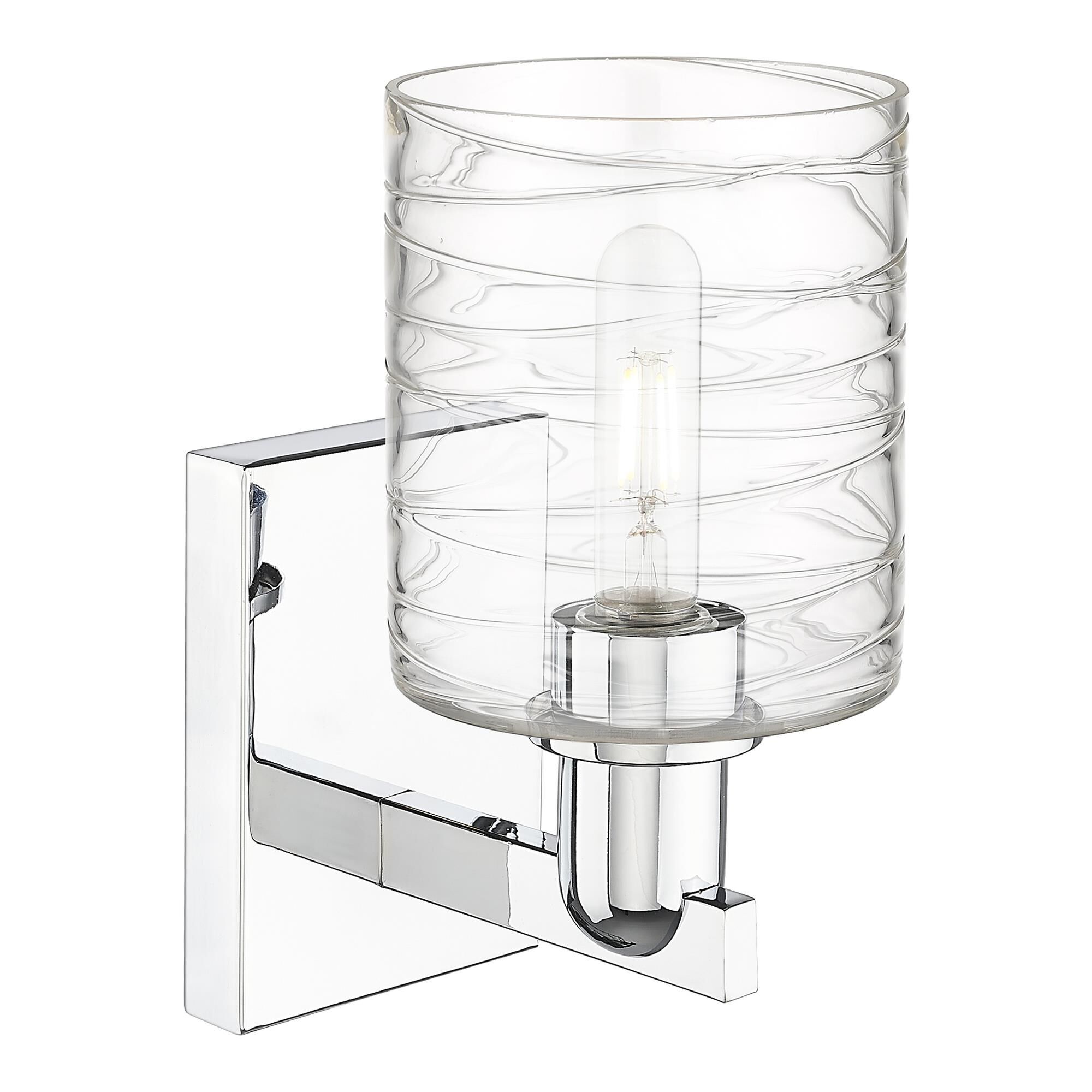 Shown in Polished Chrome finish and Deco Swirl glass