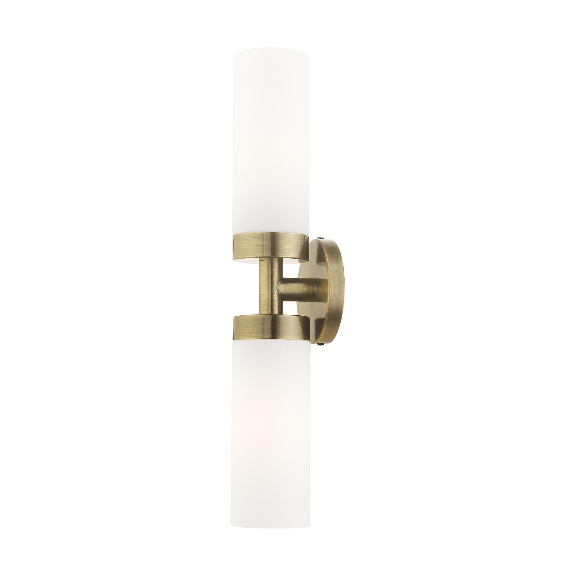 Shown in Antique Brass finish and Hand Blown Satin Opal White glass