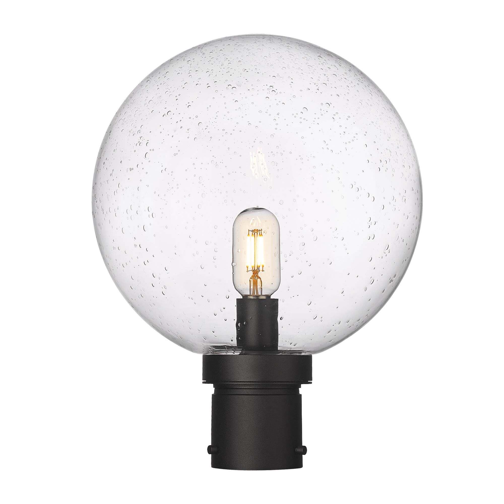 Shown in Black finish and Clear Seedy glass