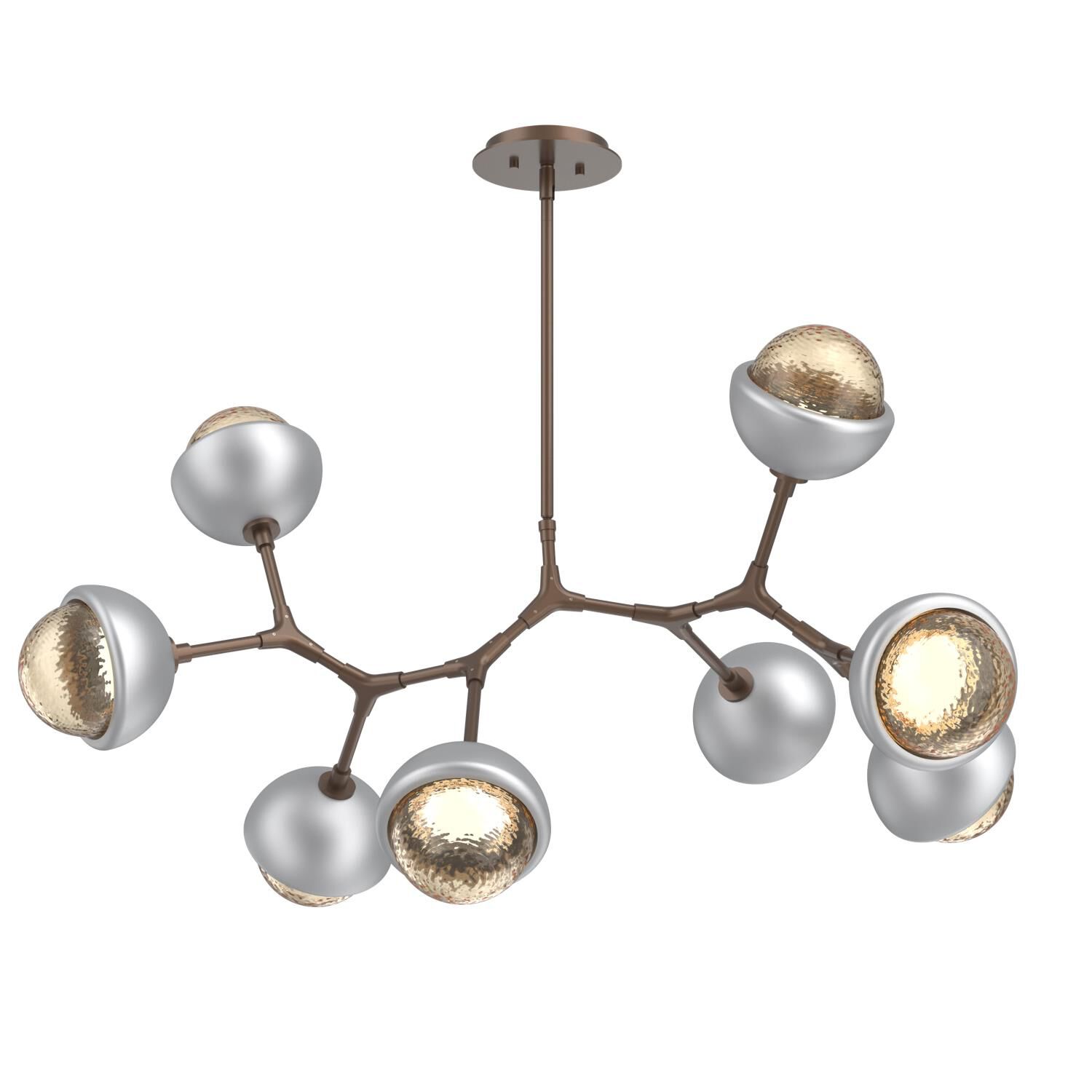 Shown in Burnished Bronze finish and Amber glass and Classic Silver accent