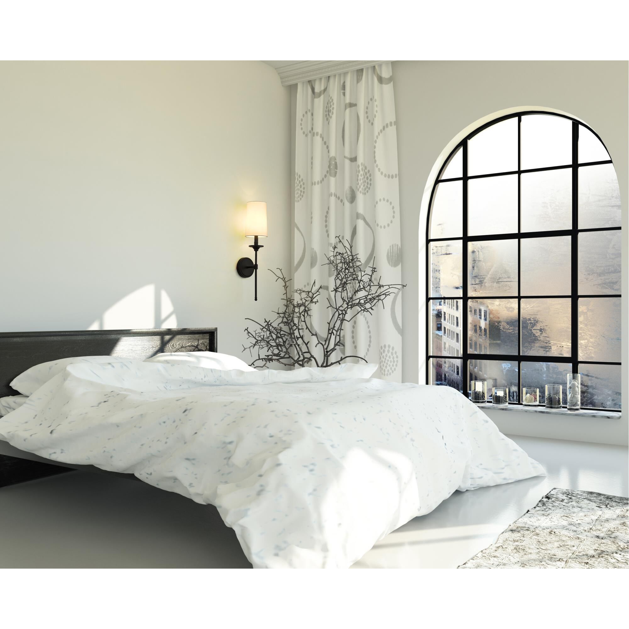 Shown in Matte Black finish and Cloth Cover shade