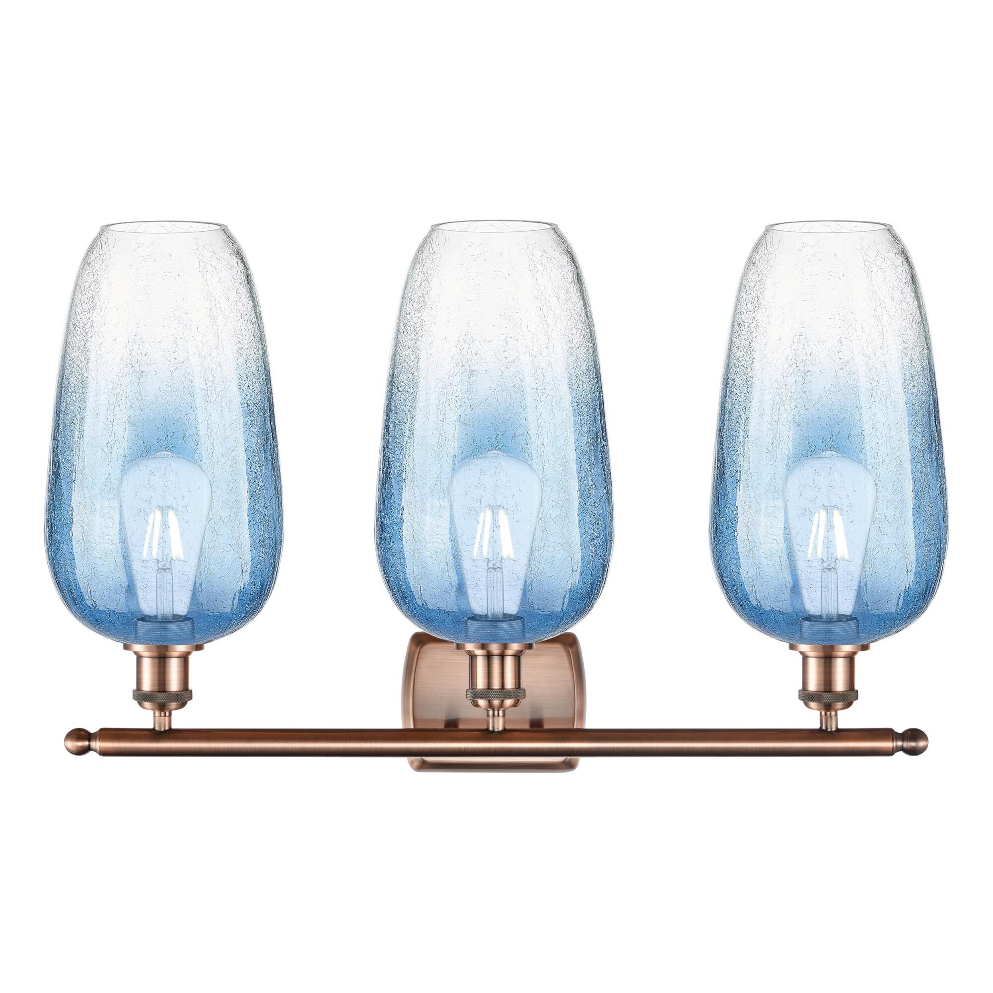 Shown in Antique Copper finish and Sapphire Blue glass