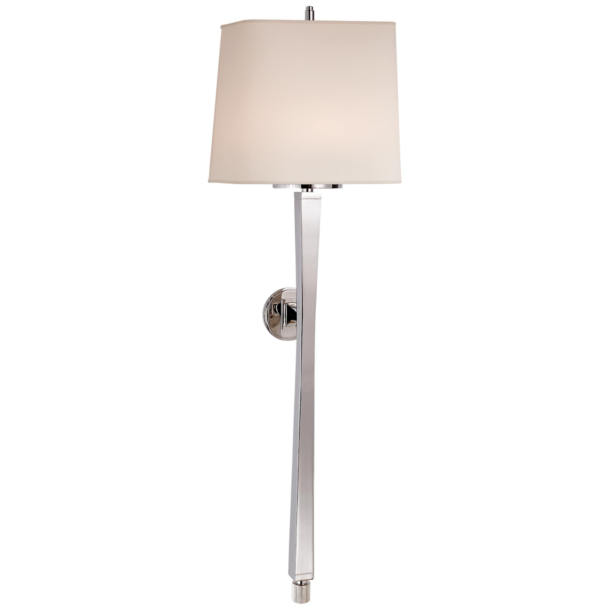 Shown in Polished Nickel finish and Natural Paper Shield shade