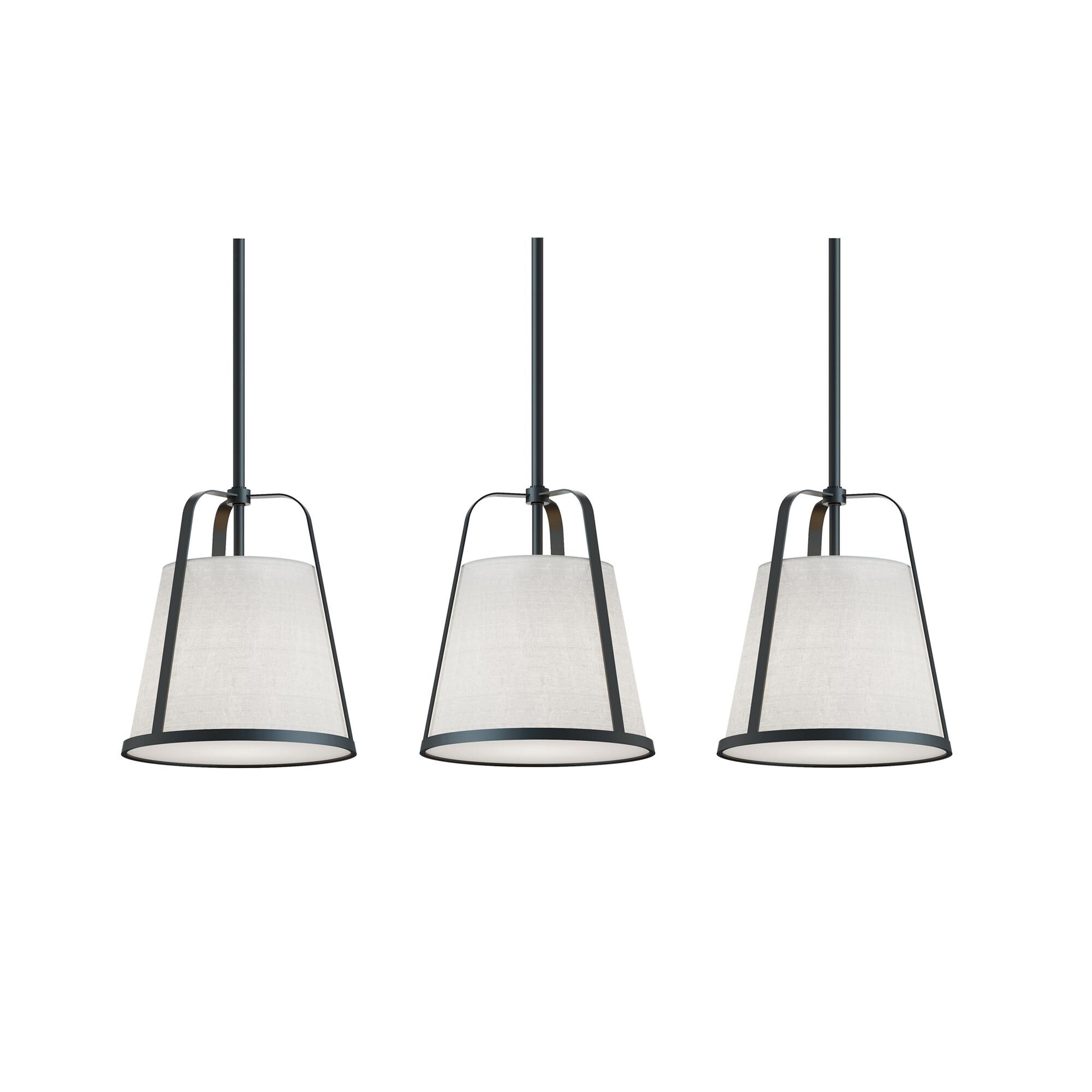 Shown in Black finish and Linen White shade