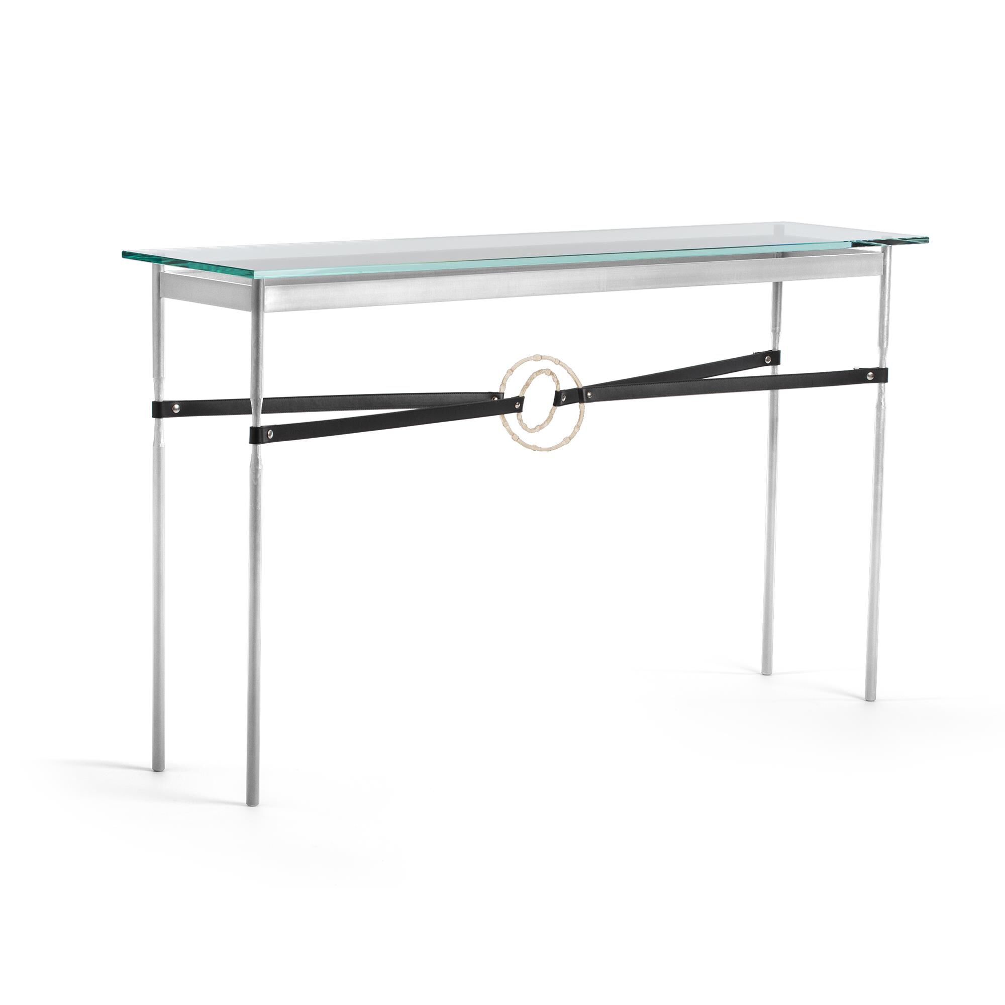 Shown in Sterling finish and Soft Gold with Leather Black  accent