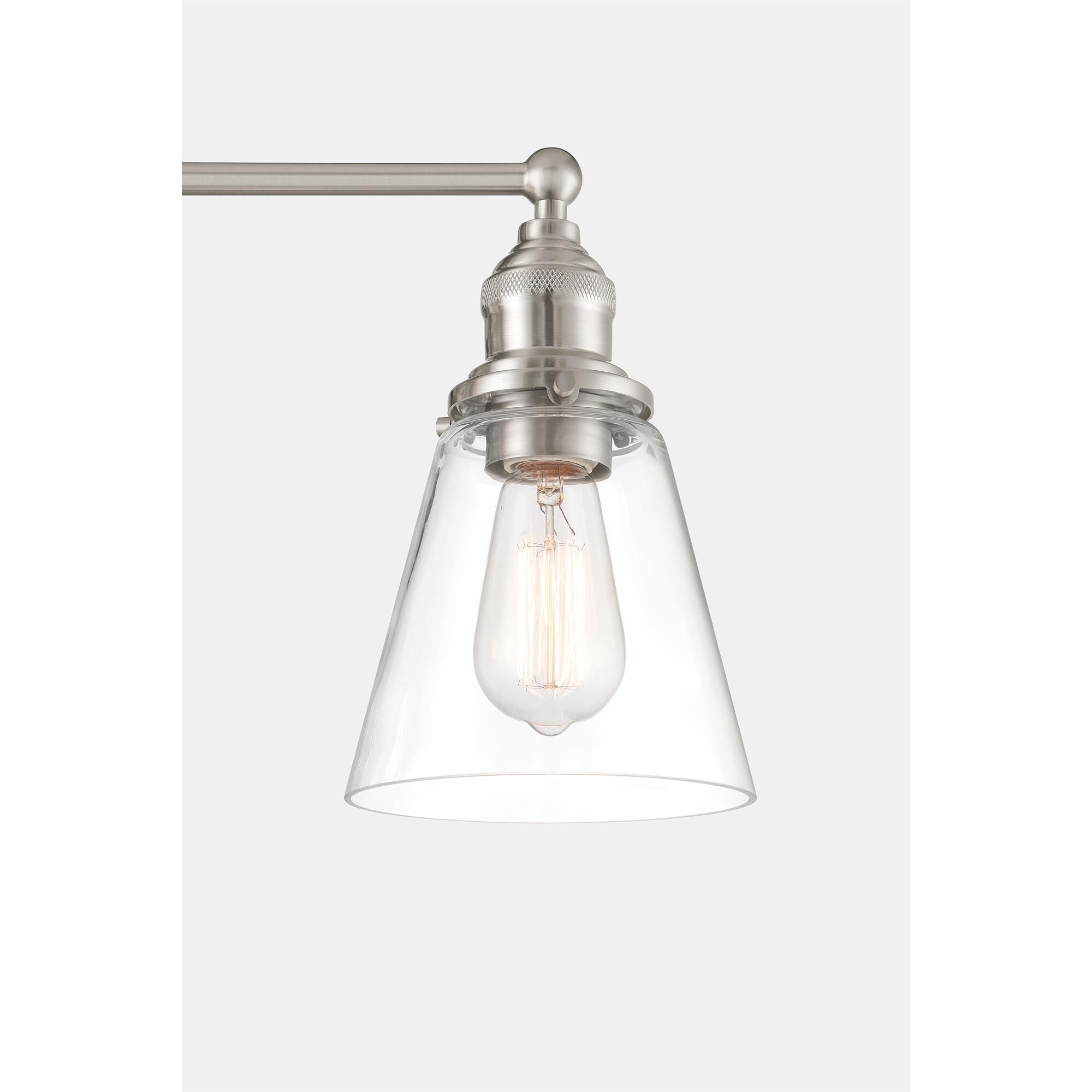 Shown in Brushed Nickel finish and Clear glass