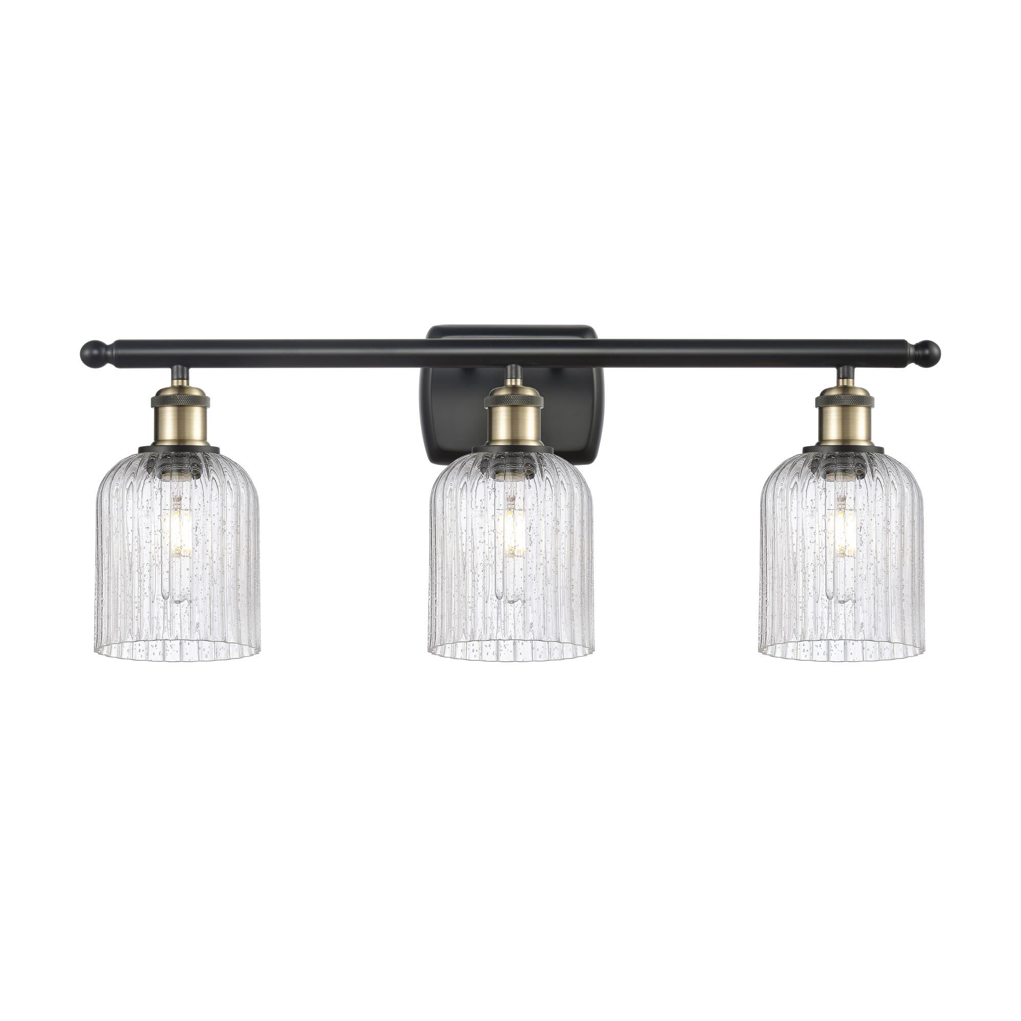 Shown in Black Antique Brass finish and Seedy shade