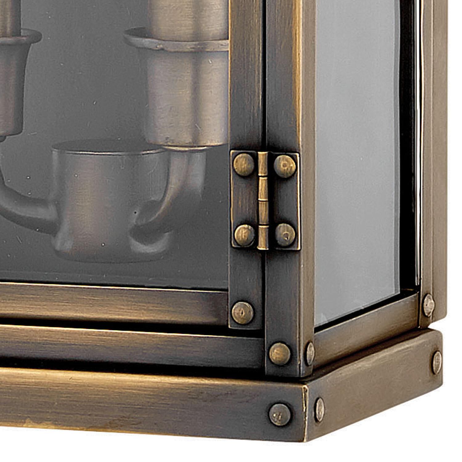 Shown in Dark Antique Brass finish and Clear glass