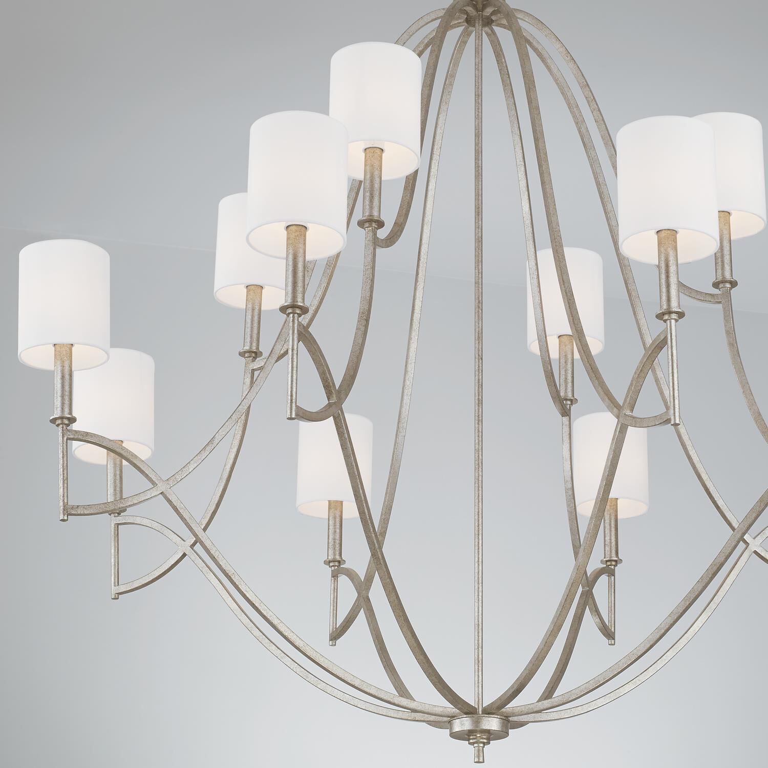 Shown in Antique Silver finish and 701 glass and White Fabric Stay-Straight s shade