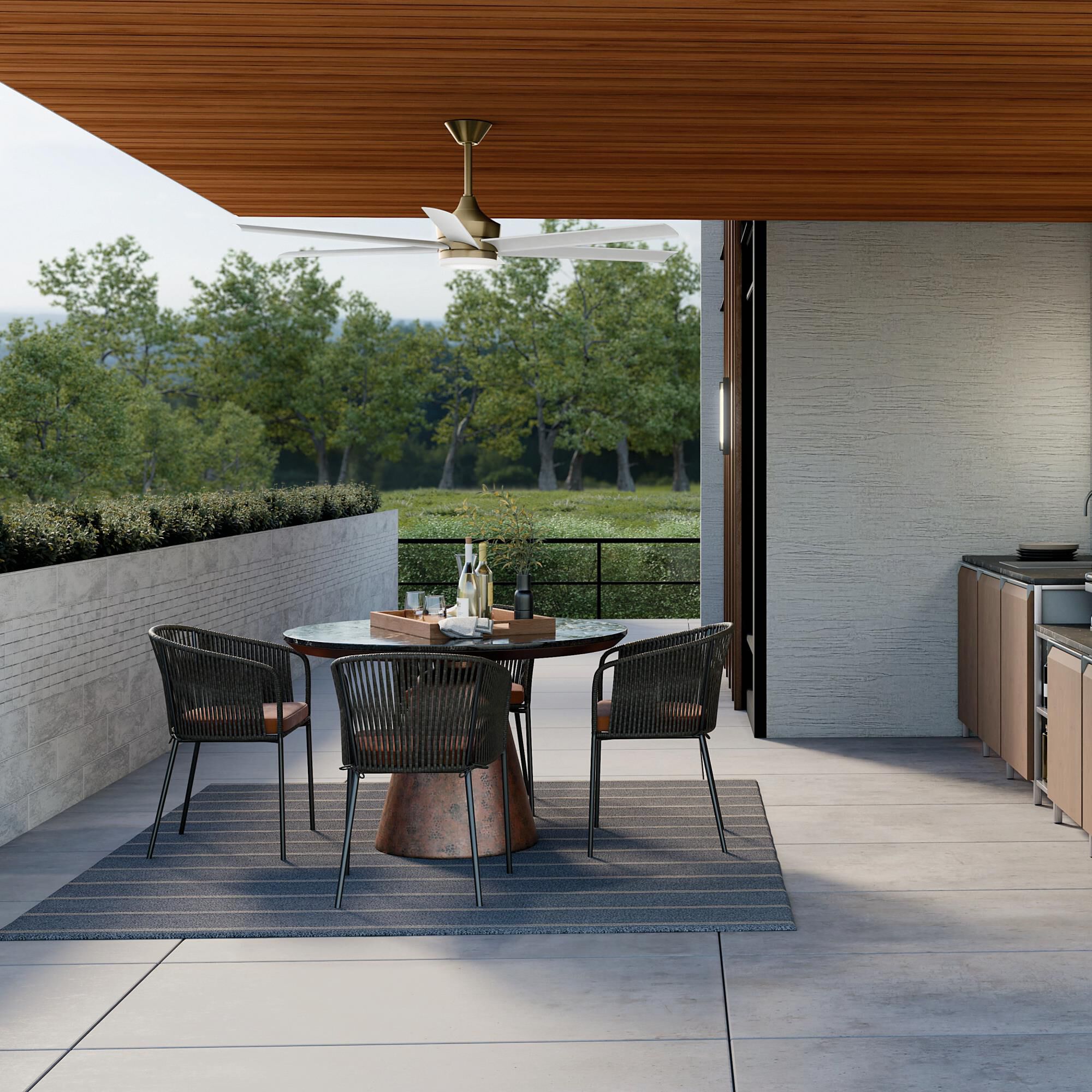 Shown in Champagne Bronze finish and Clear Polycarbonate with Inside Frosted Acrylic glass