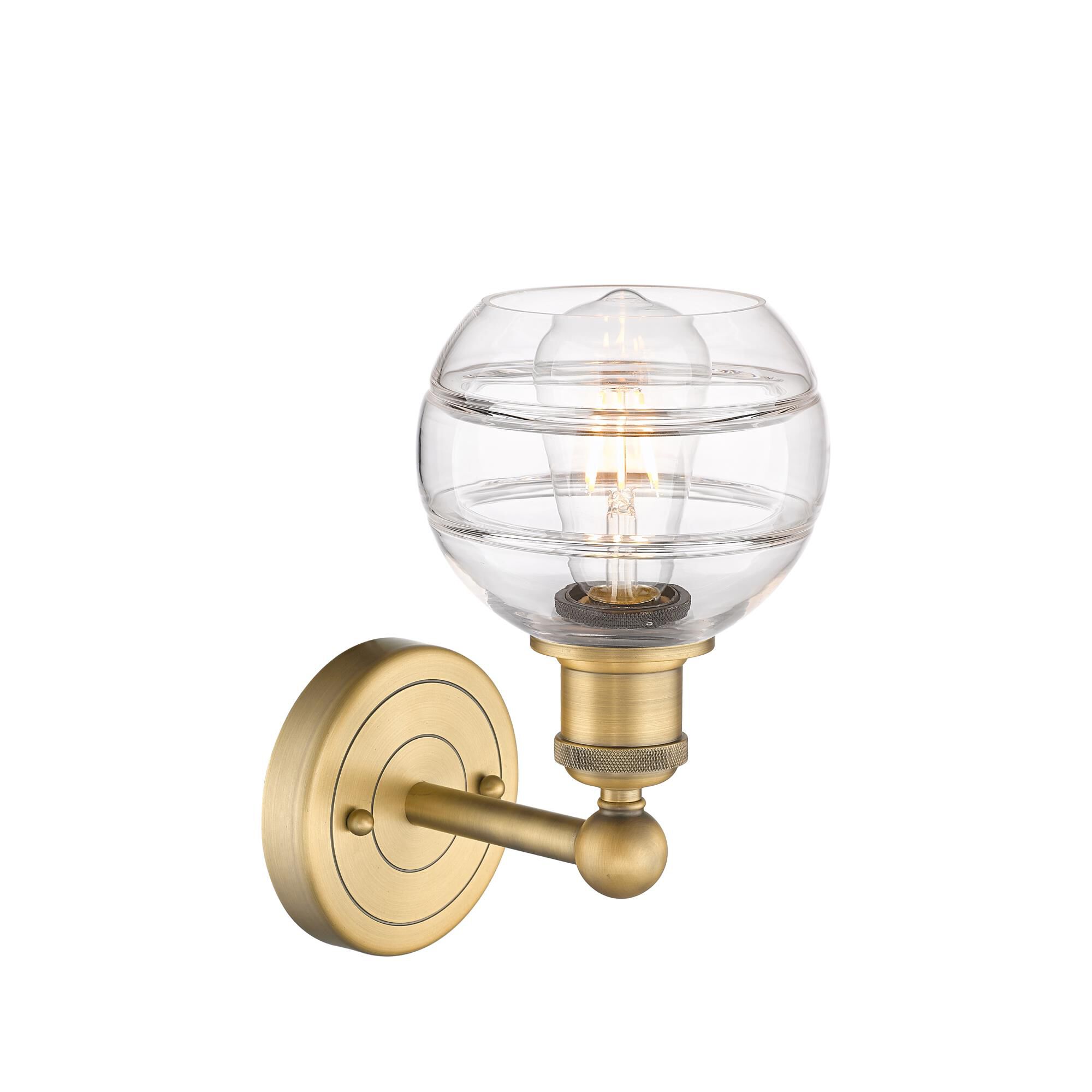 Shown in Brushed Brass finish and Clear glass