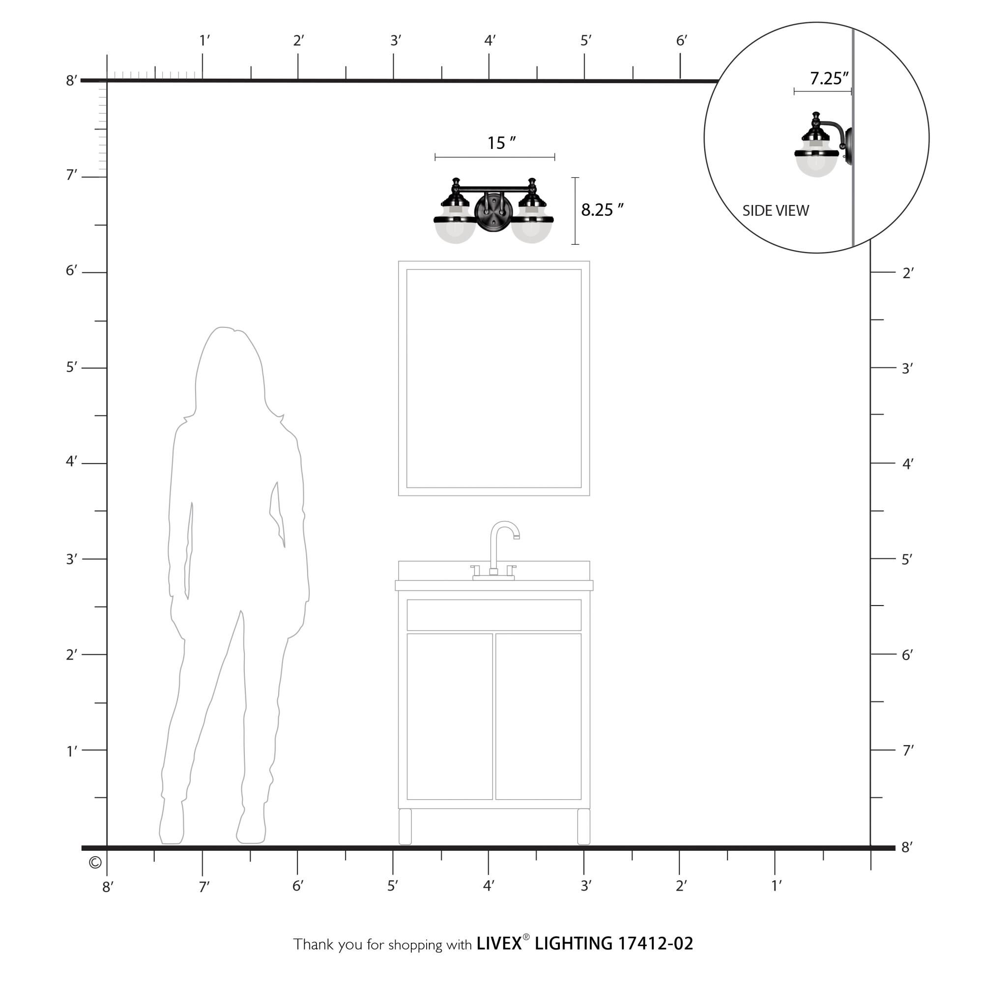 Oldwick 15 Inch 2 Light Bath Vanity Light by Livex Lighting