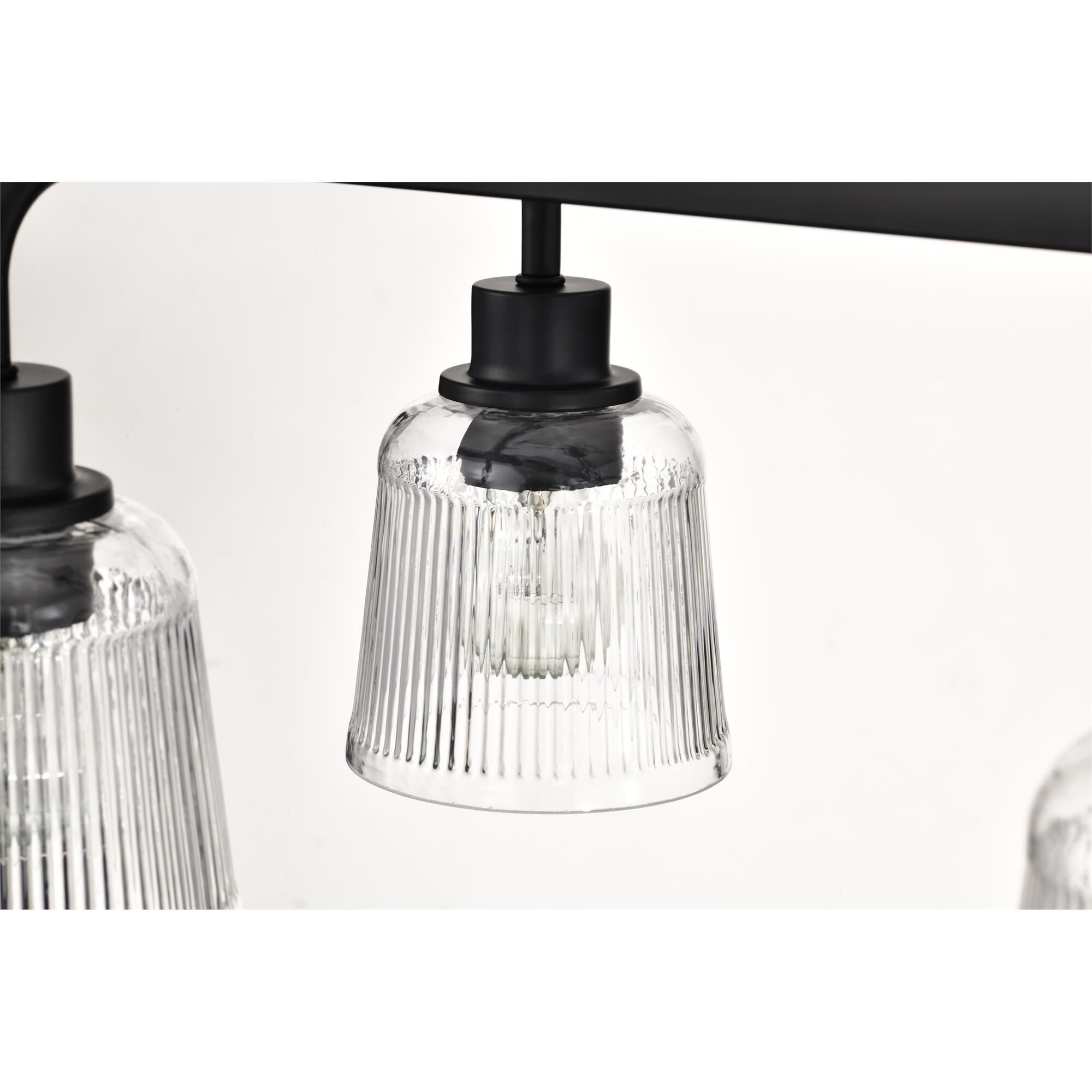 Shown in Matte Black finish and Clear Ribbed glass