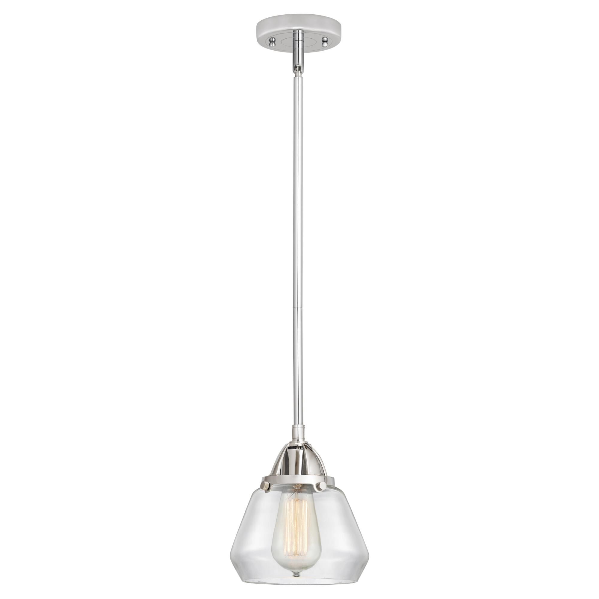 Shown in Polished Chrome finish and Clear Fulton glass and No Shade shade