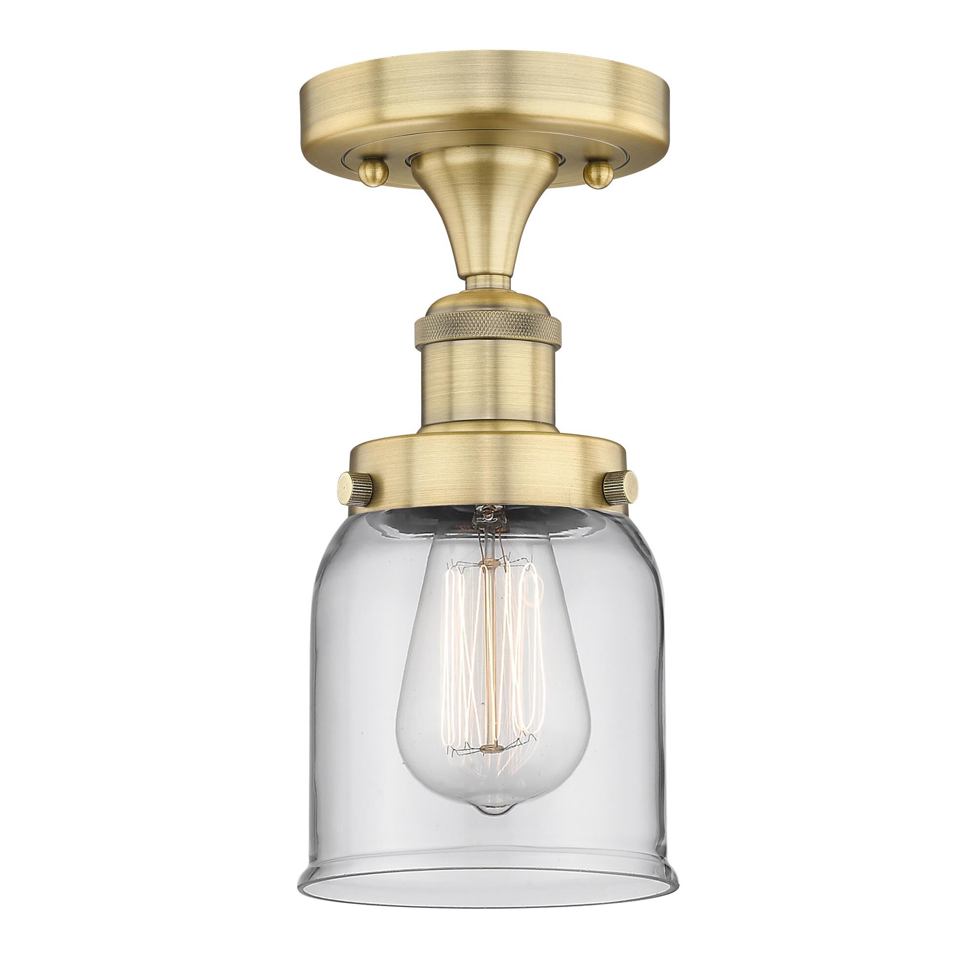 Shown in Brushed Brass finish and Clear glass