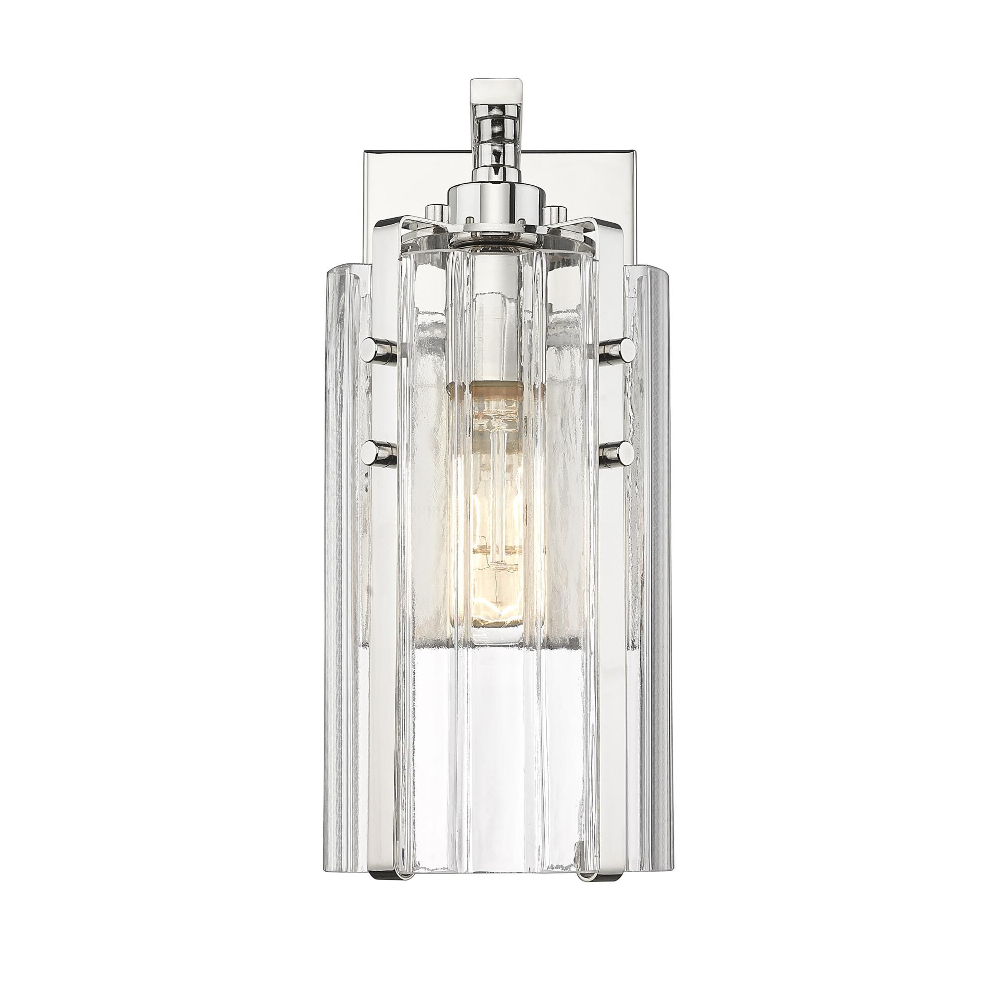 Shown in Polished Nickel finish and Clear glass and Clear shade