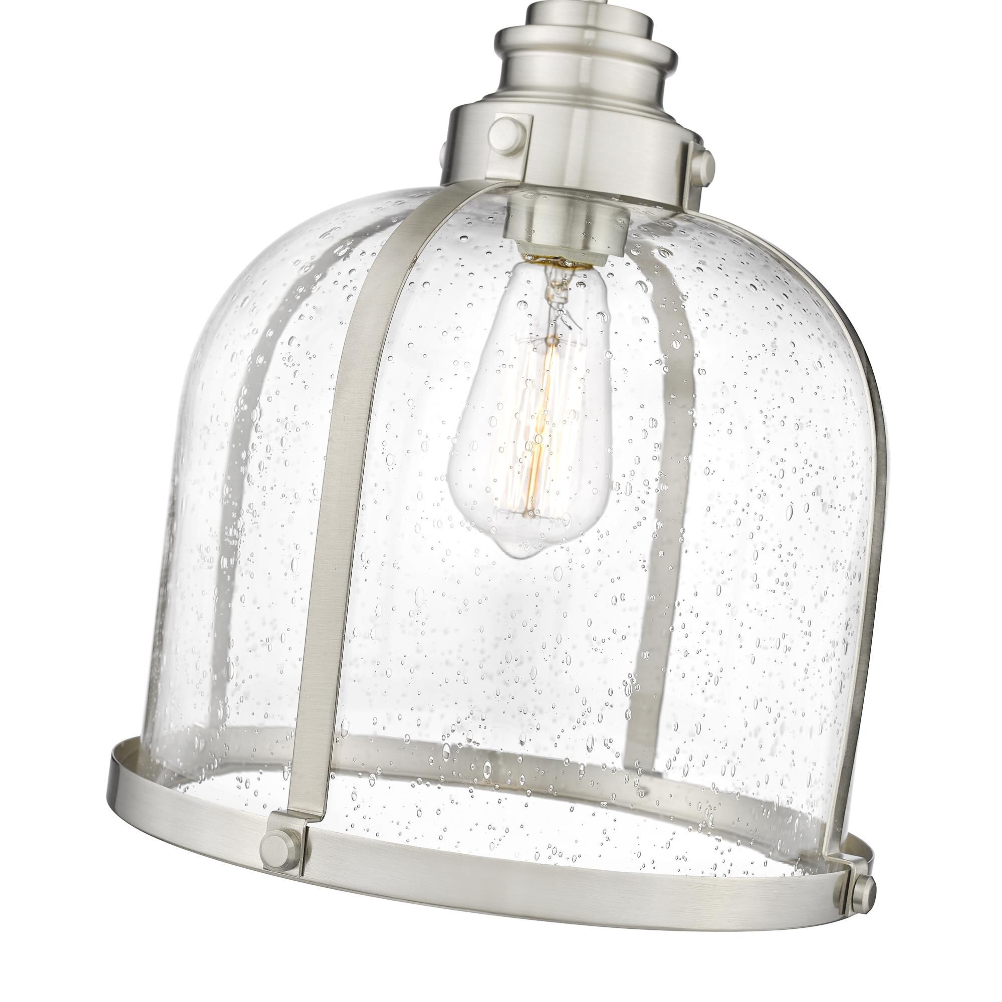 Shown in Brushed Nickel finish and Glass shade