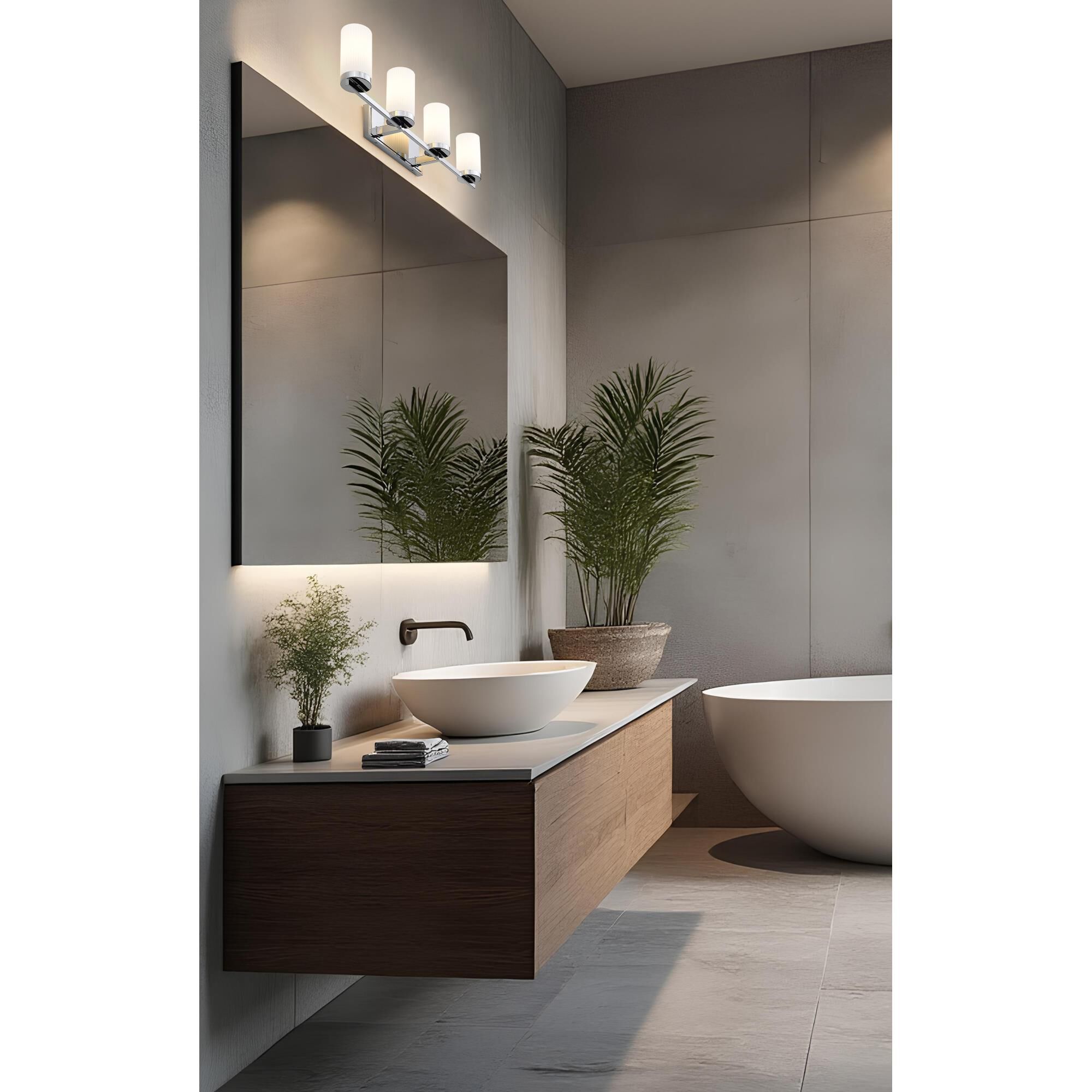 Shown in Chrome finish and White glass and White shade