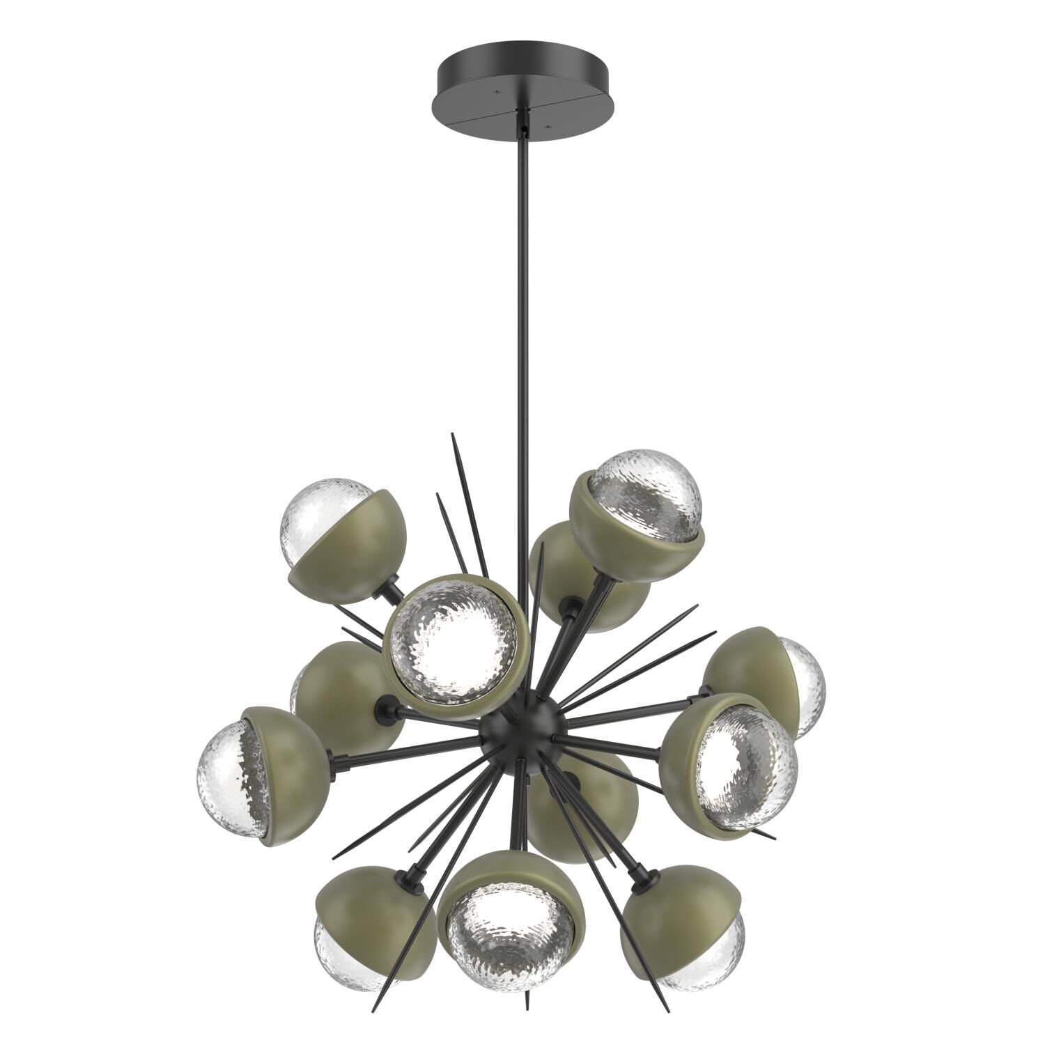 Shown in Matte Black finish and Clear glass and Sage Green accent