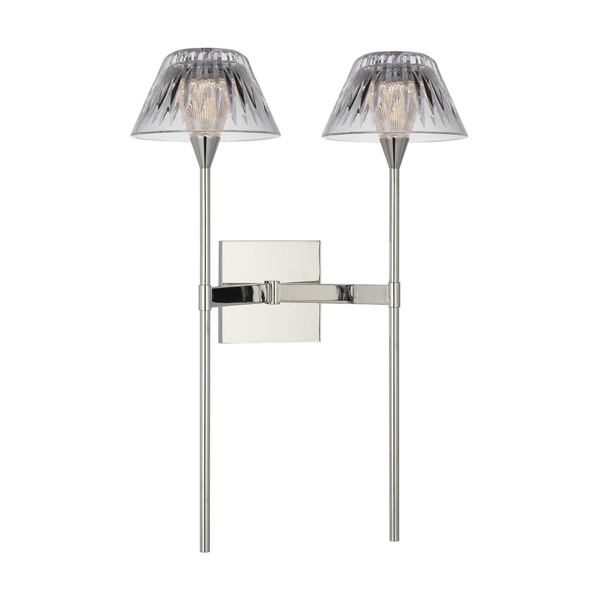 Shown in Polished Nickel finish and Clear crystal