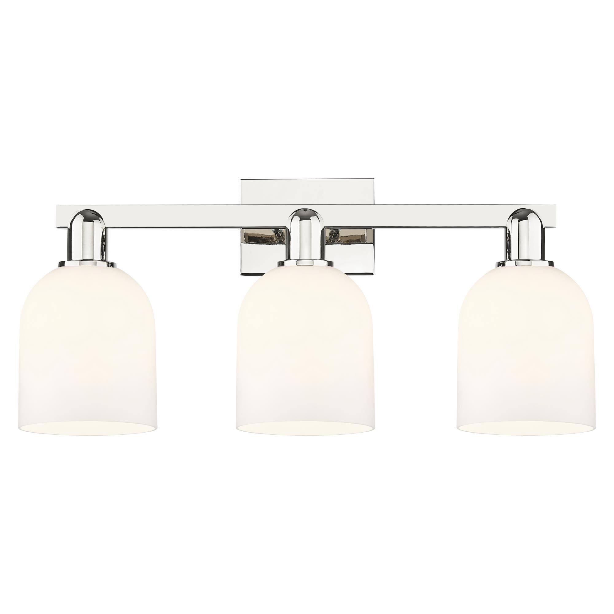 Shown in Polished Nickel finish and White glass