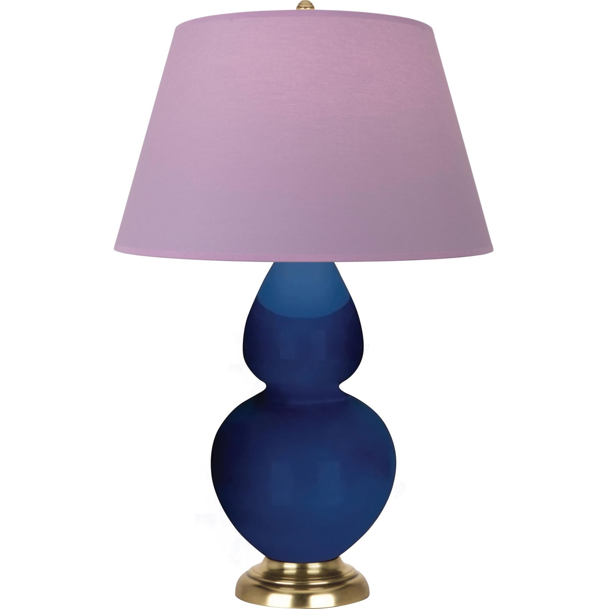 Shown in Cobalt finish and Lavender and Plum shade and Antique Natural Brass accent