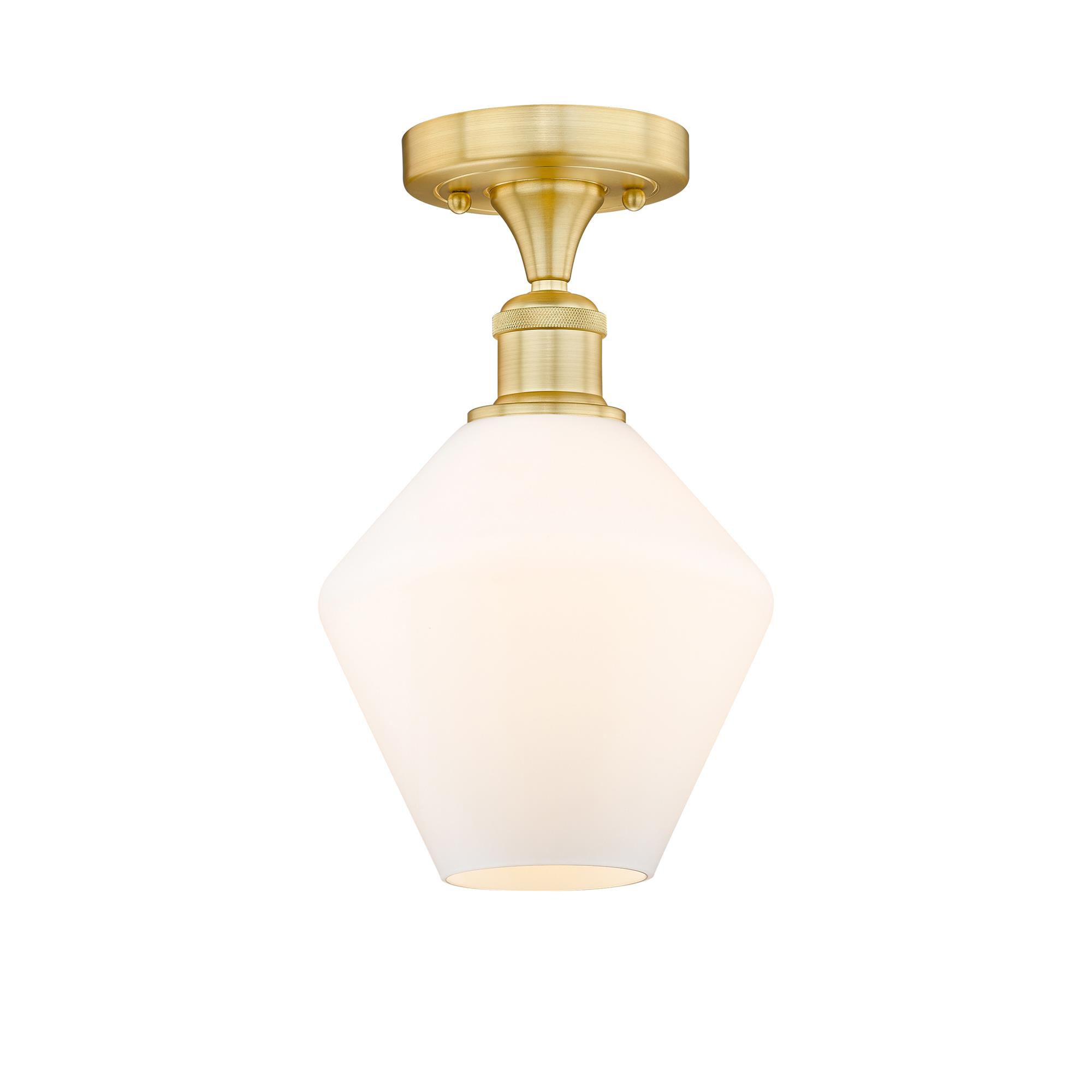 Shown in Satin Gold finish and Cased Matte White glass