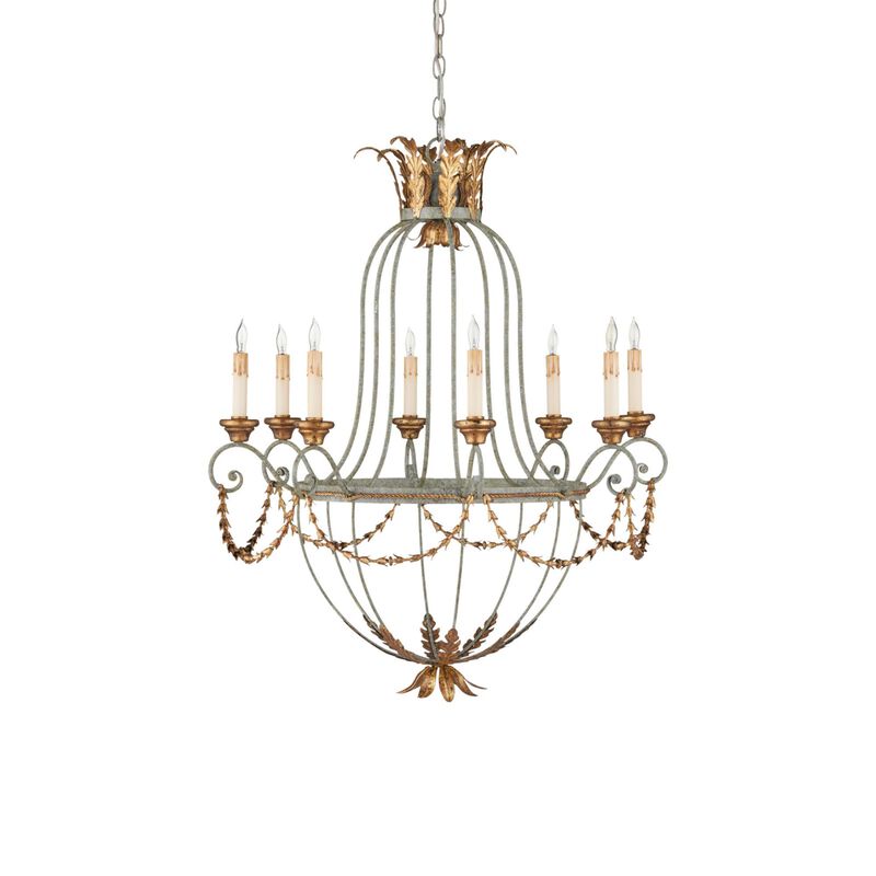 Elegance 29 Inch 8 Light Chandelier by Currey and Company
