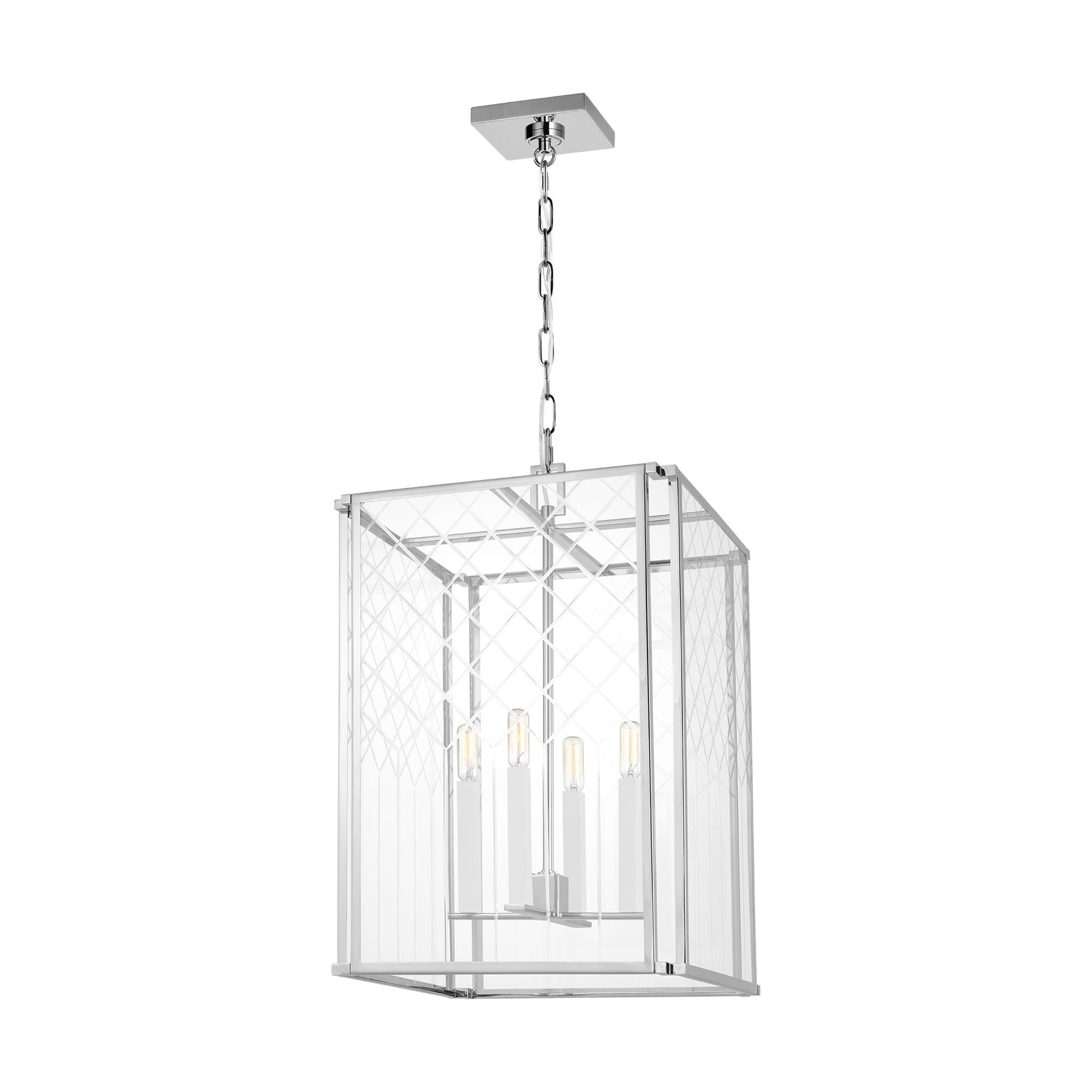 Shown in Polished Nickel finish and Clear With Diamond Cut Pattern glass