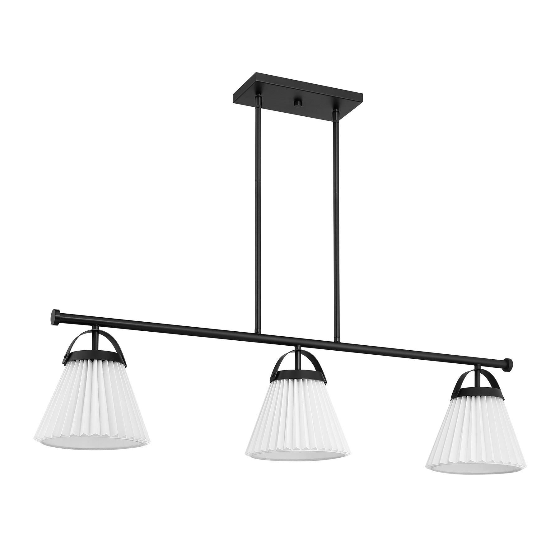 Shown in Matte Black finish and White Knife Pleated Fabric shade