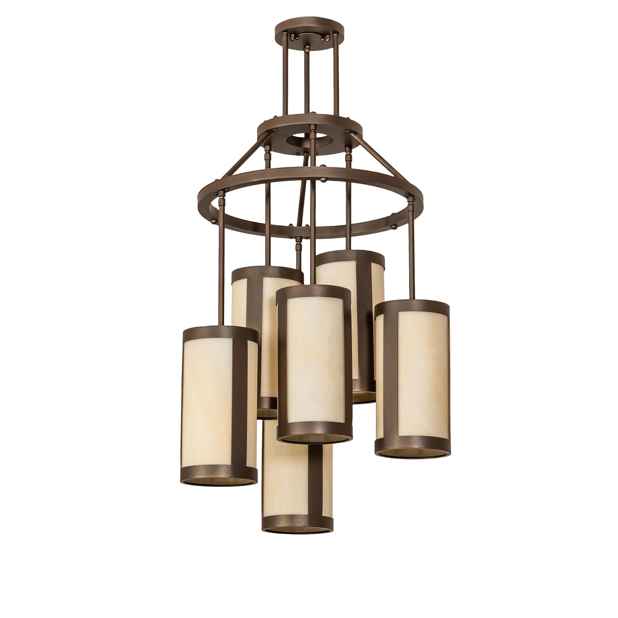 Shown in Bronze Finish finish and Amber /Acrylic;Ivory glass