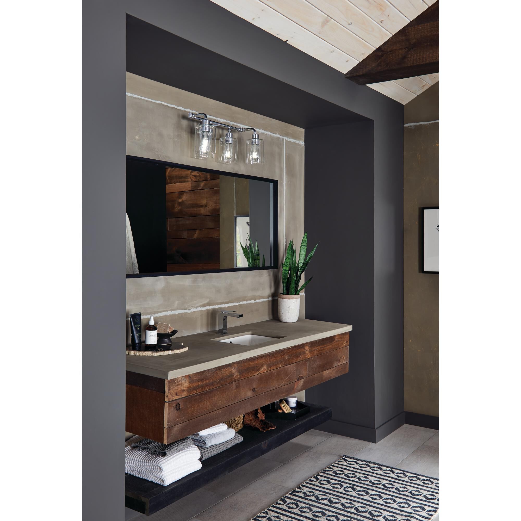 Shown in Chrome finish and Clear glass