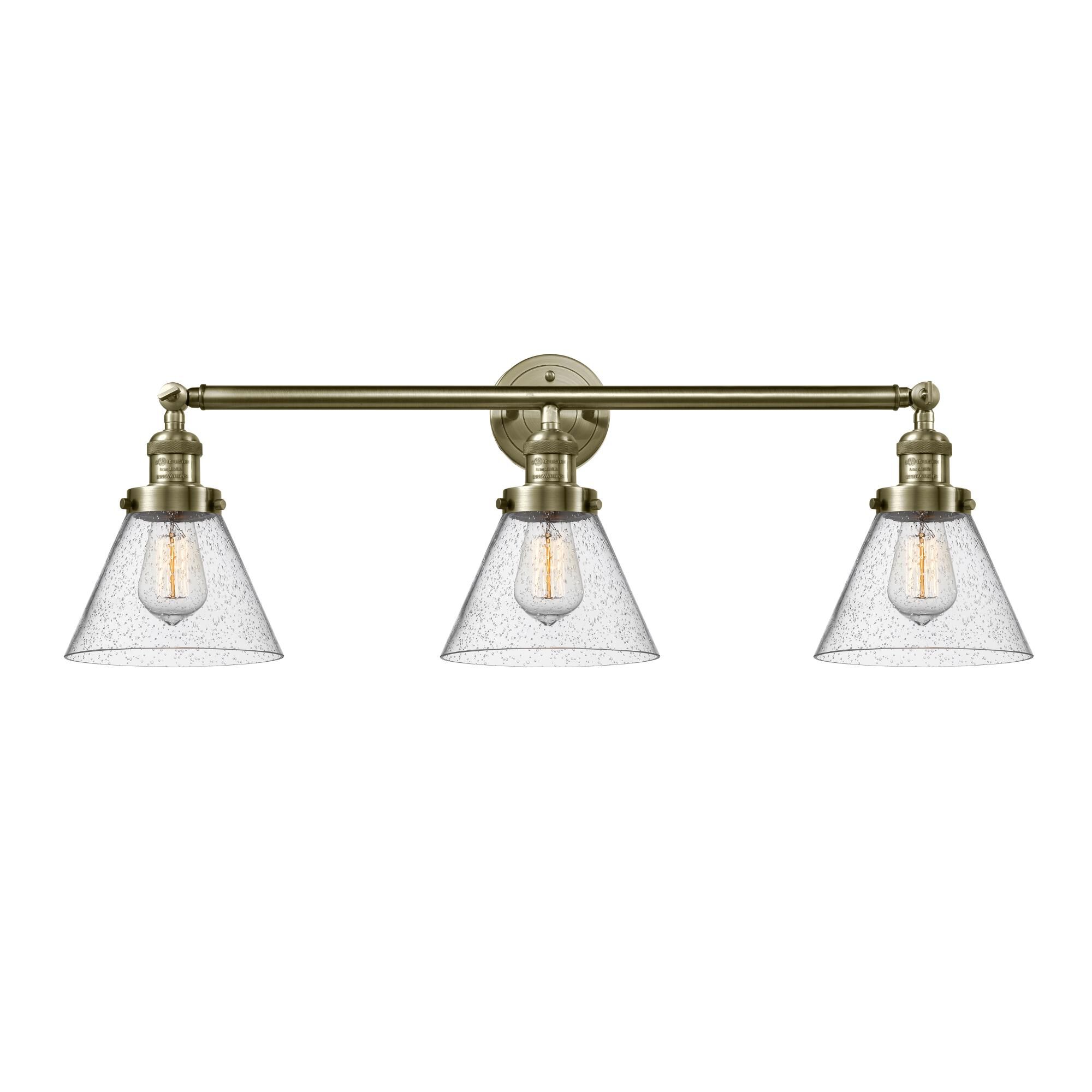 Bruno Marashlian Large Cone 32 Inch 3 Light Bath Vanity Light by Innovations Lighting