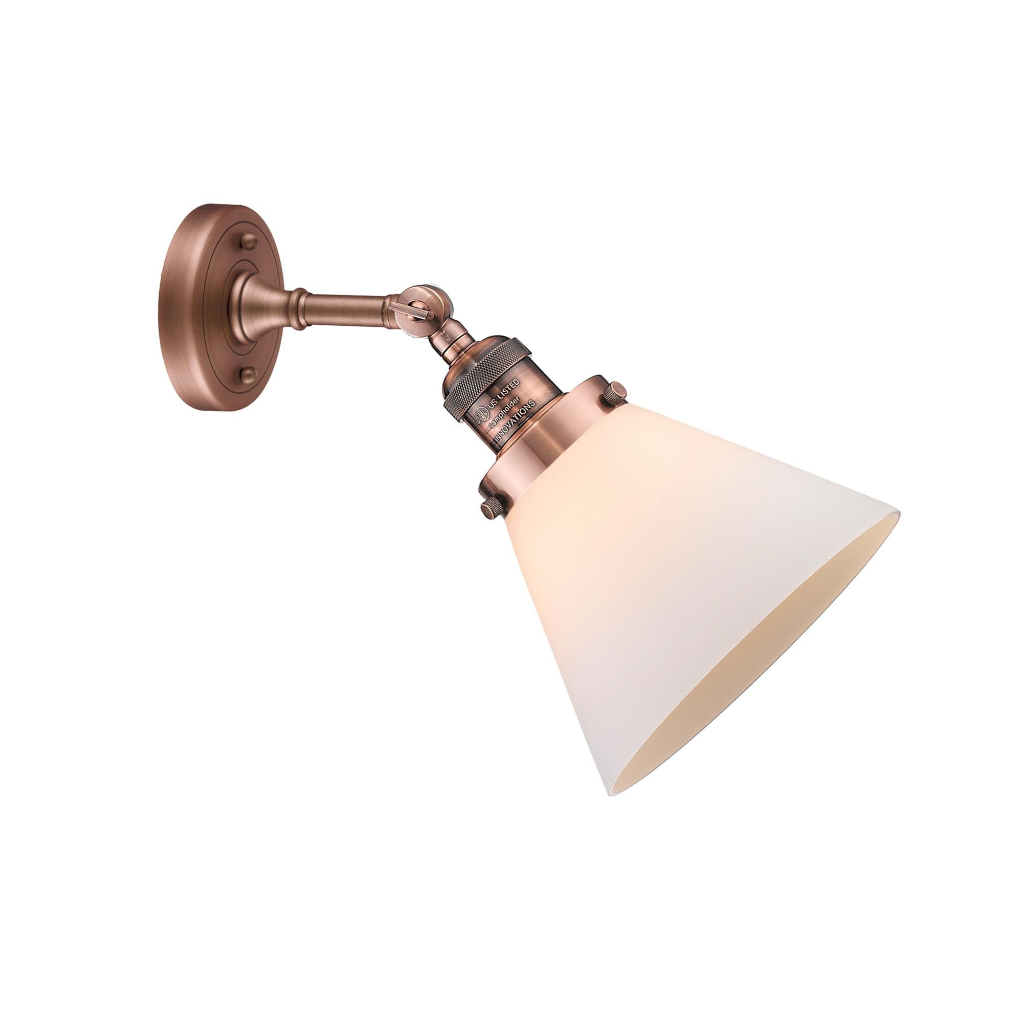 Shown in Antique Copper finish and Frosted glass and None accent