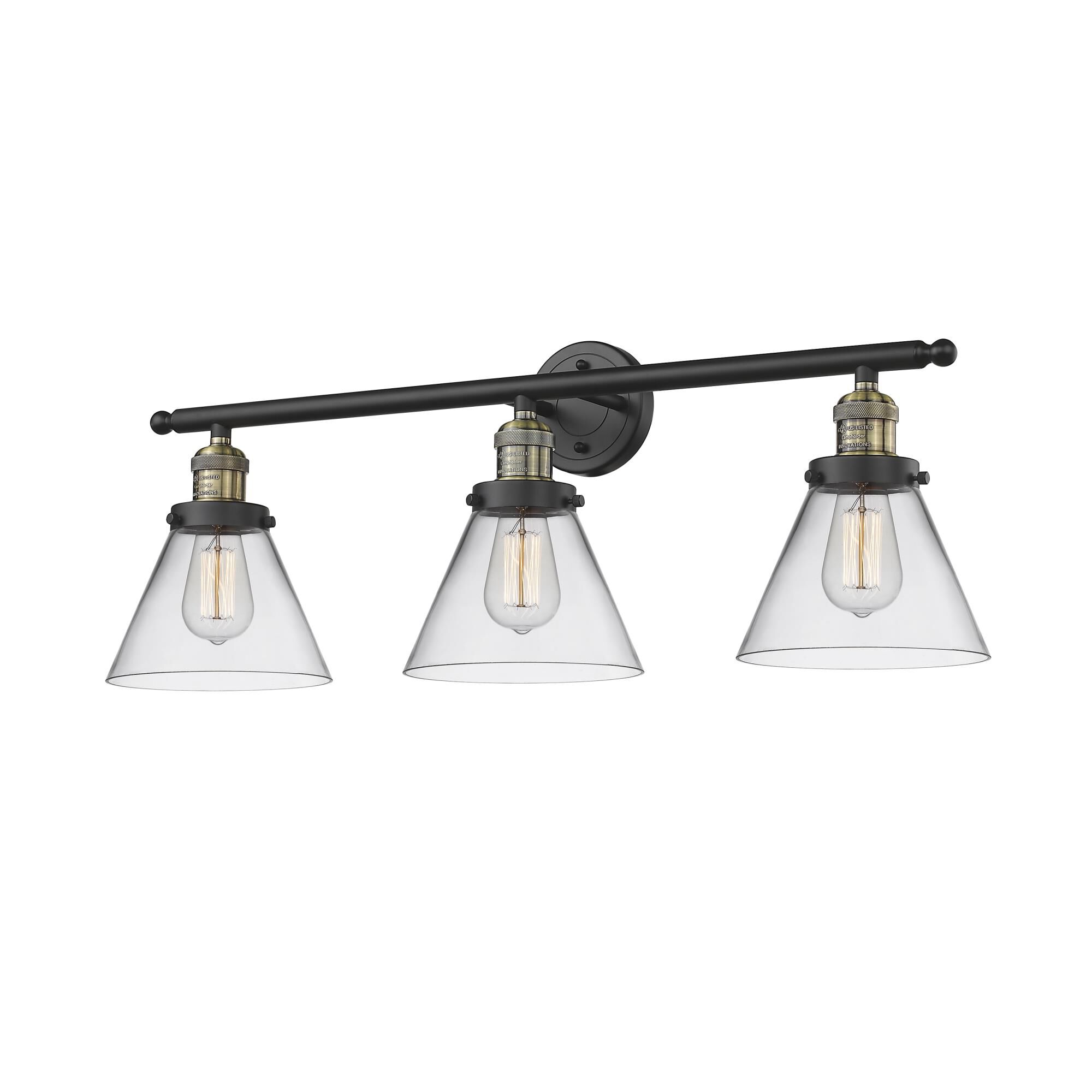 Bruno Marashlian Large Cone 32 Inch 3 Light Bath Vanity Light by Innovations Lighting