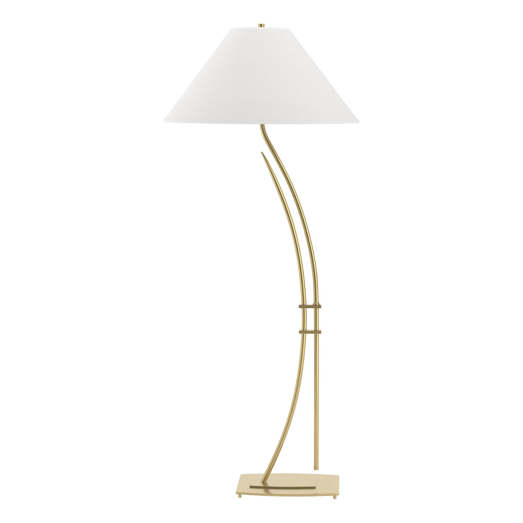 Shown in Modern Brass finish and Natural Anna shade