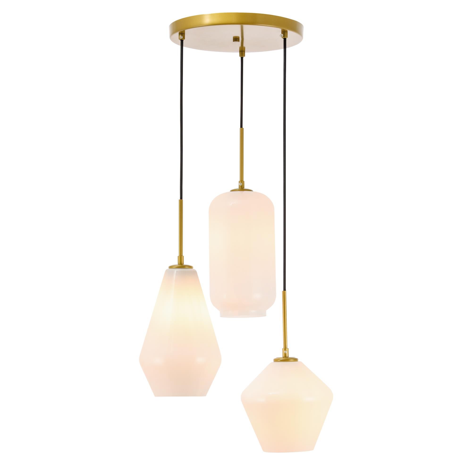 Shown in Brass finish and Frosted White  glass