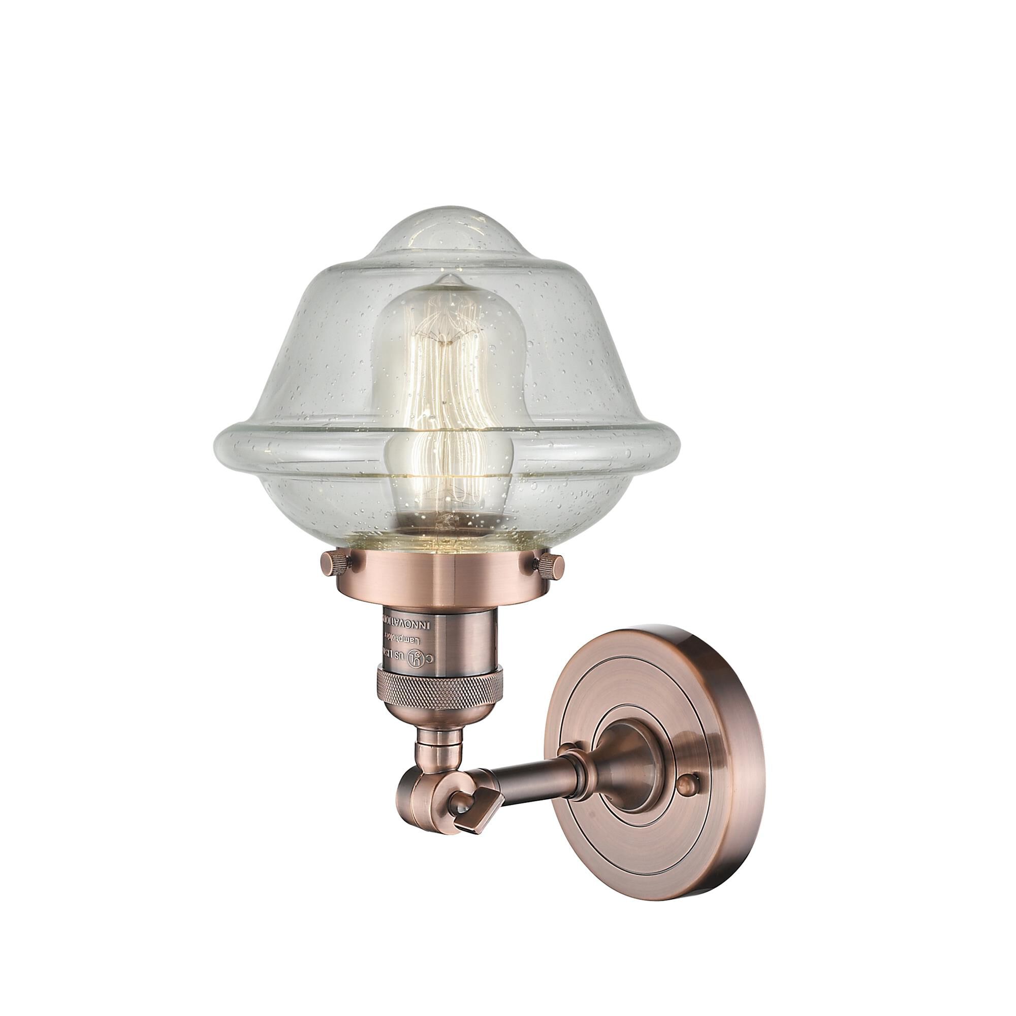 Shown in Antique Copper finish and Seedy glass