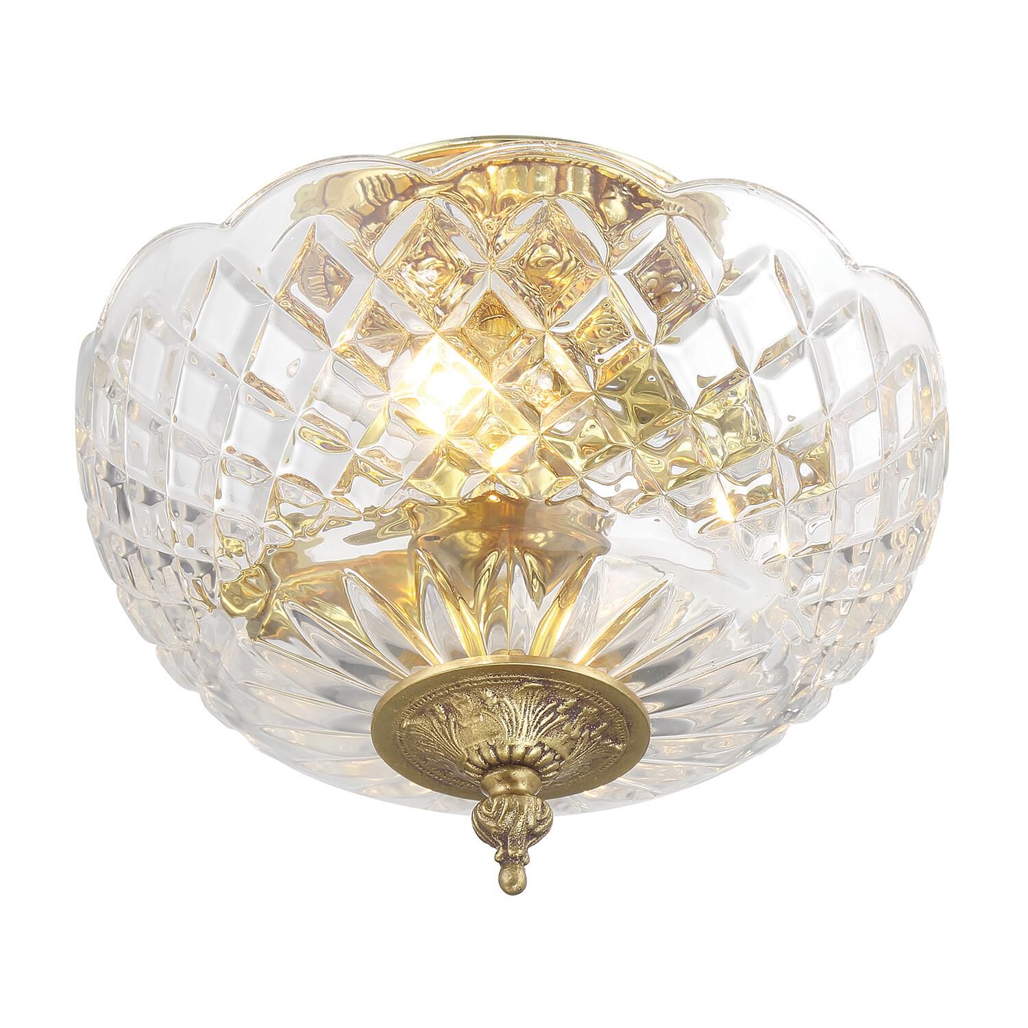 Shown in Olde Brass finish and Lead Crystal glass and Lead Crystal shade