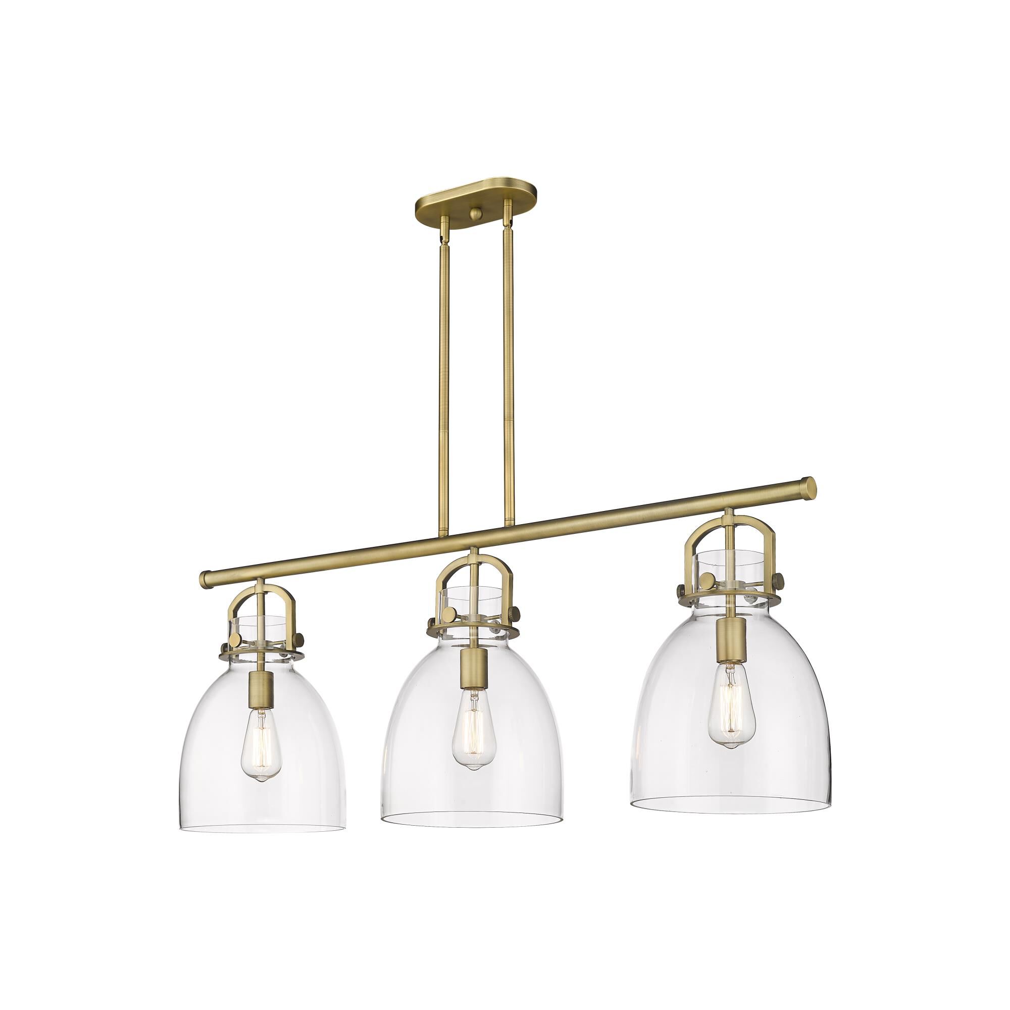 Shown in Brushed Brass finish and Clear glass
