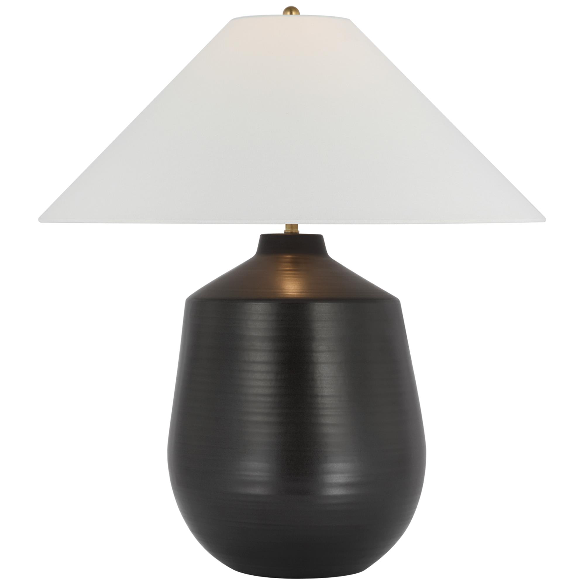 Shown in Matte Black finish and Linen shade