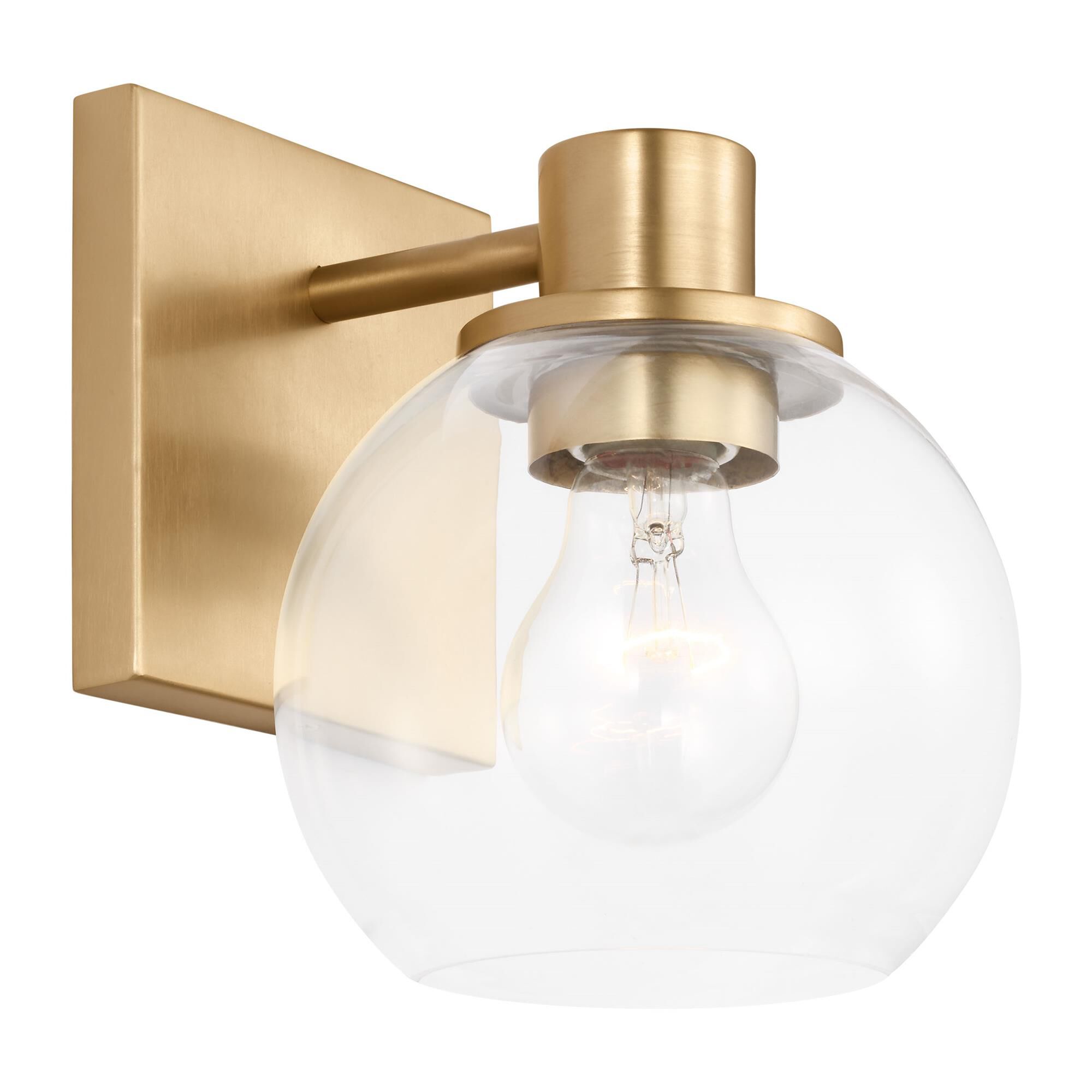 Shown in Satin Brass finish and Clear glass