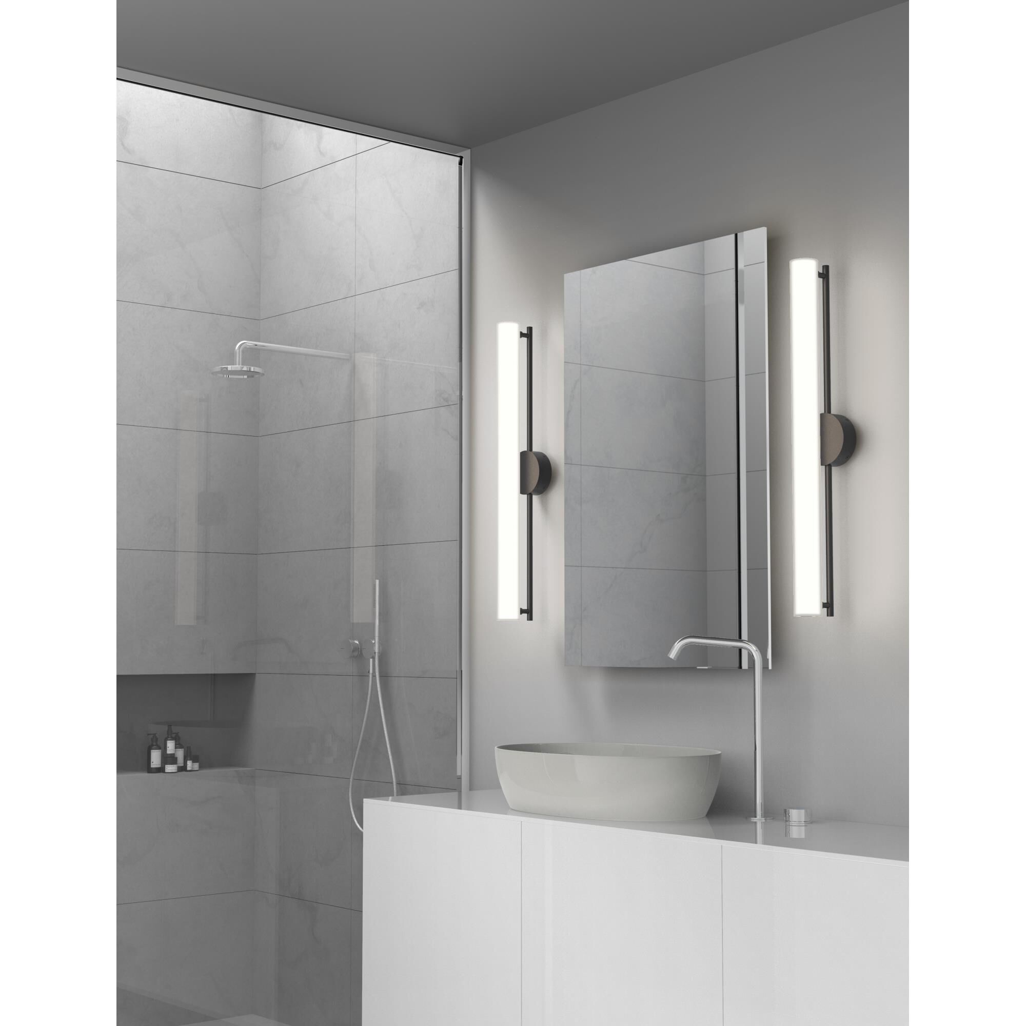 Shown in Black finish and Frosted glass