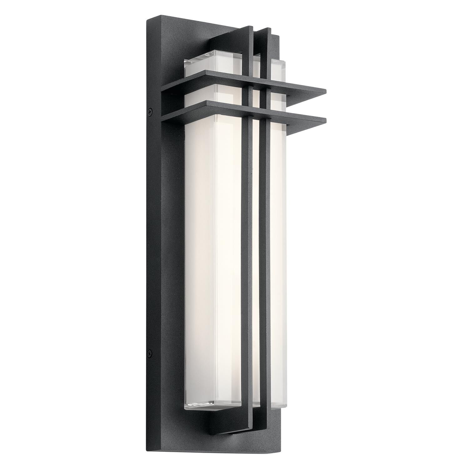 Shown in Textured Black finish and White glass