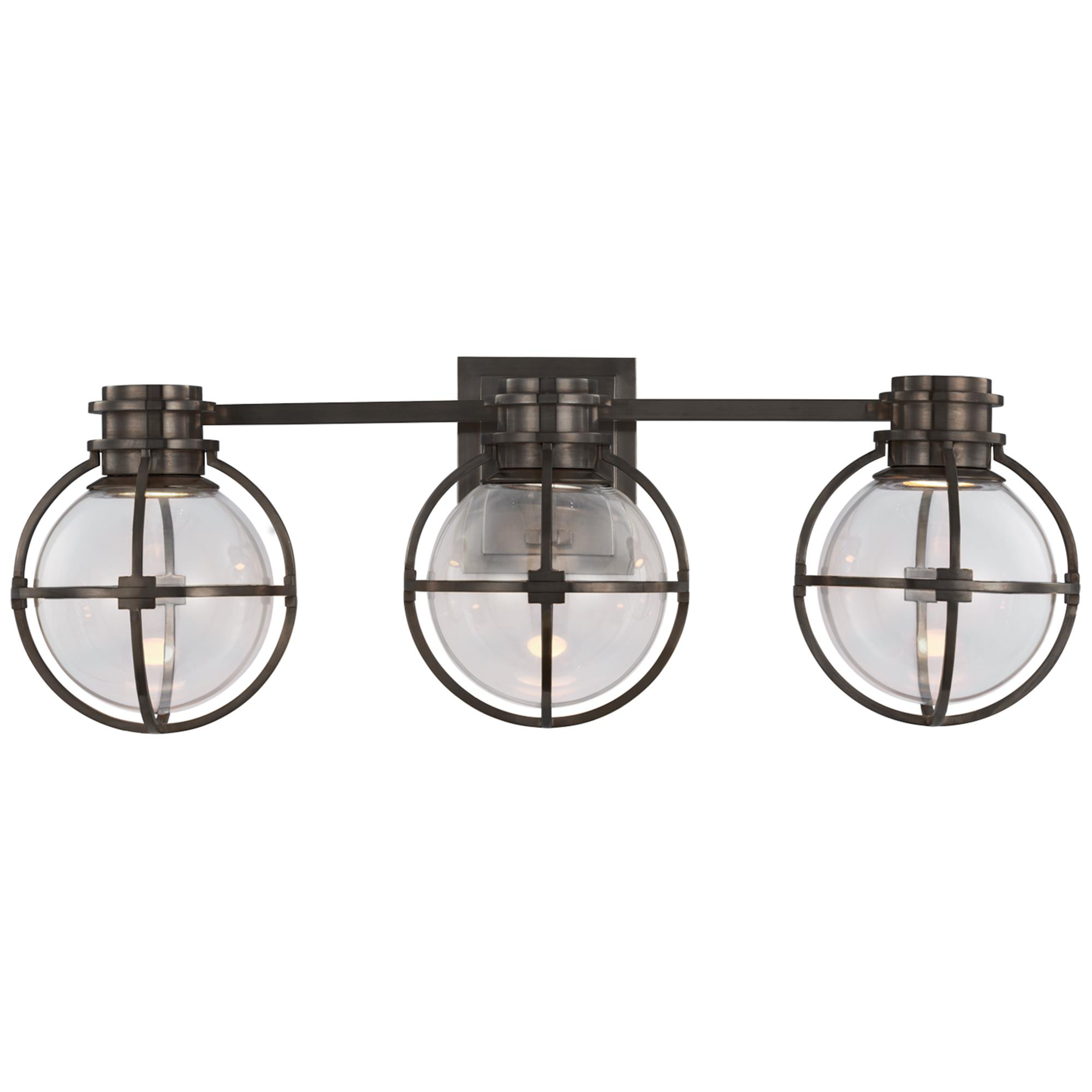 Shown in Bronze finish and Clear Glass shade