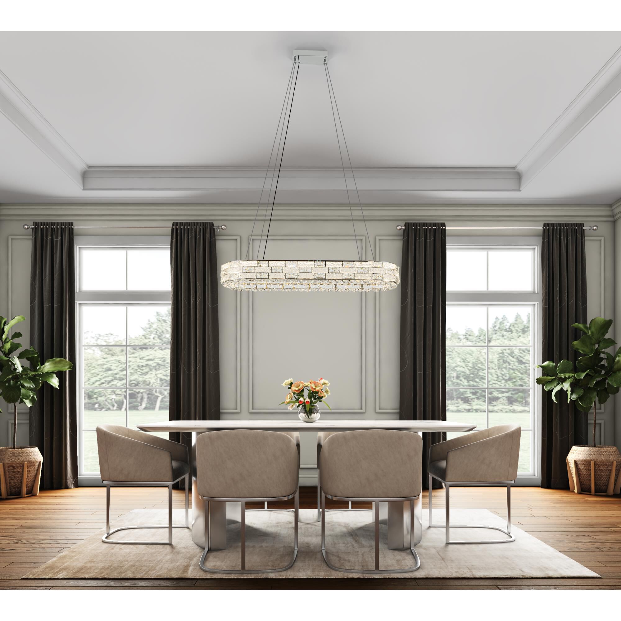 Shown in Chrome finish and Crystal glass