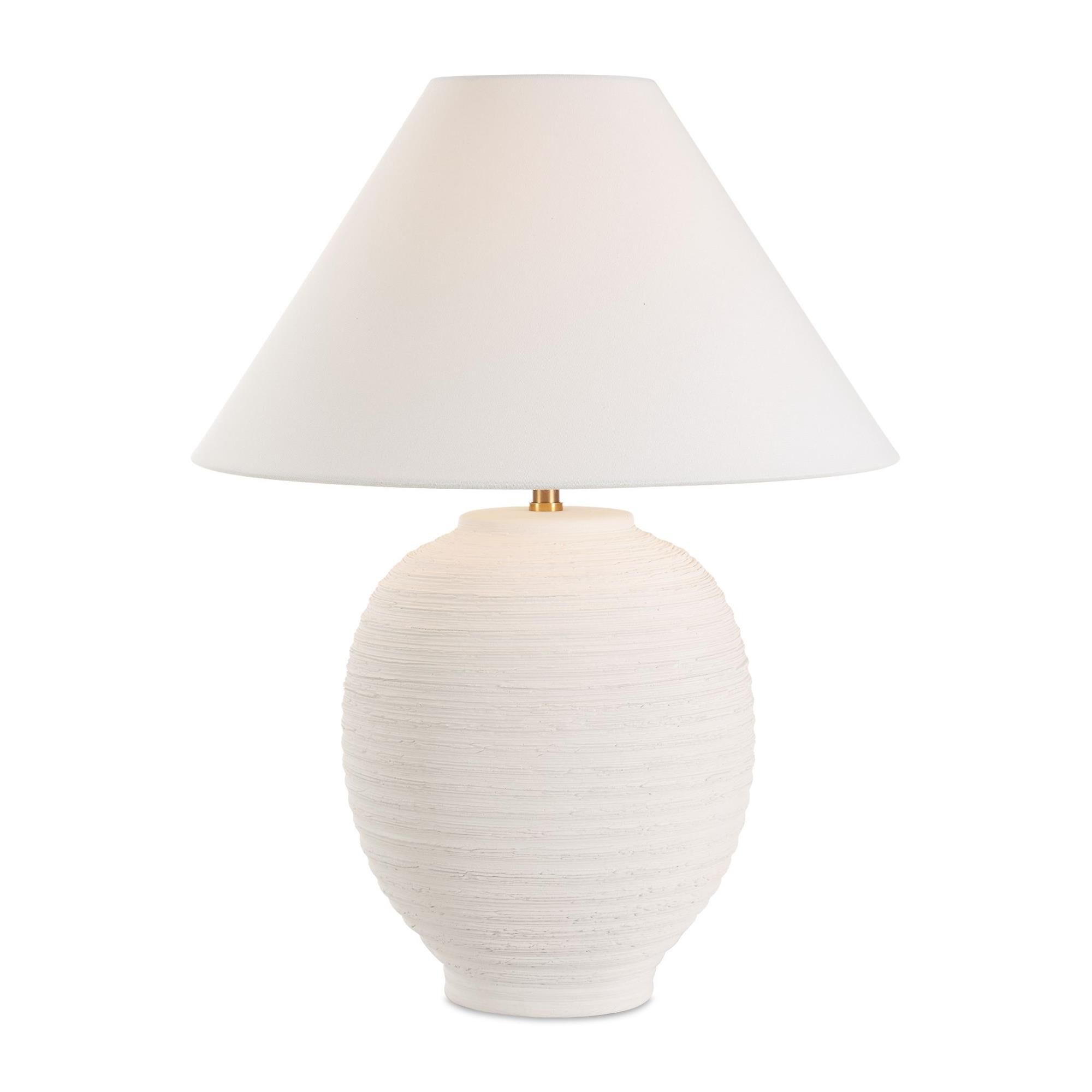 Shown in White finish and Tapered Round Hardback shade