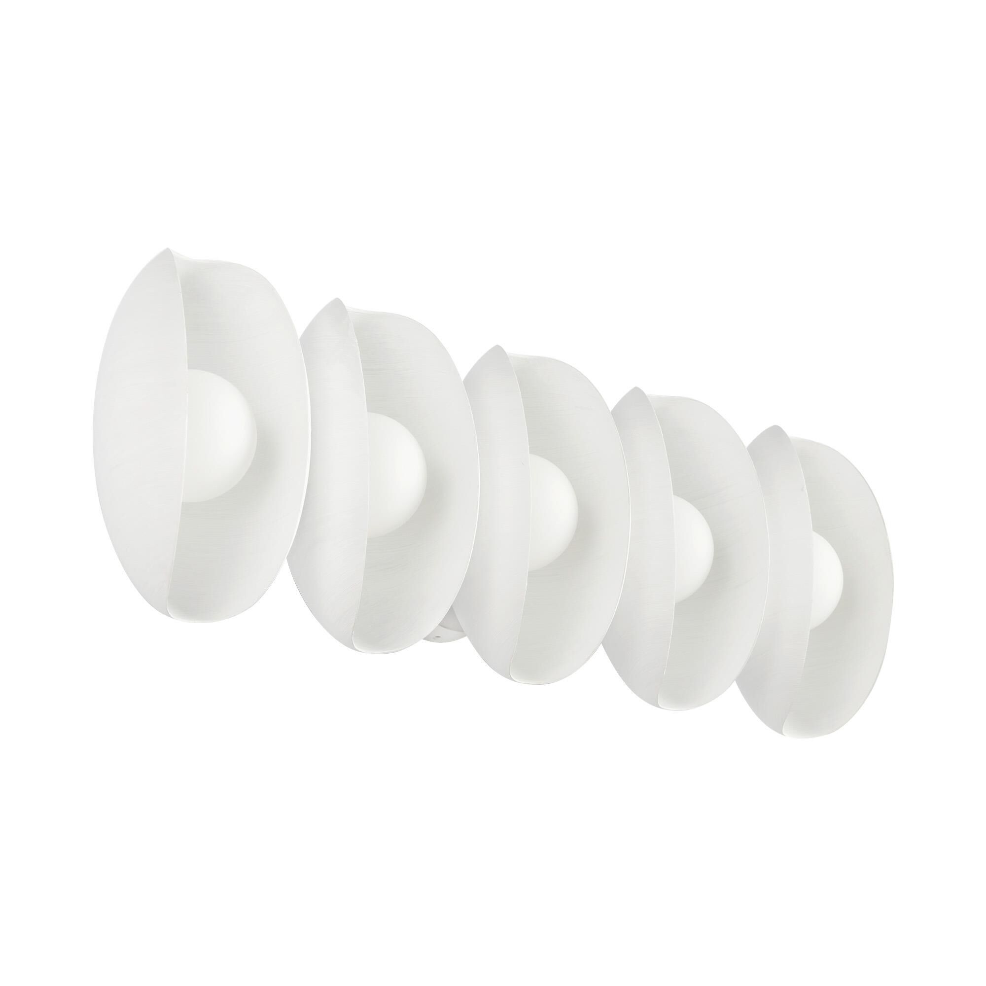 Shown in Antique White finish and Matte Opal glass