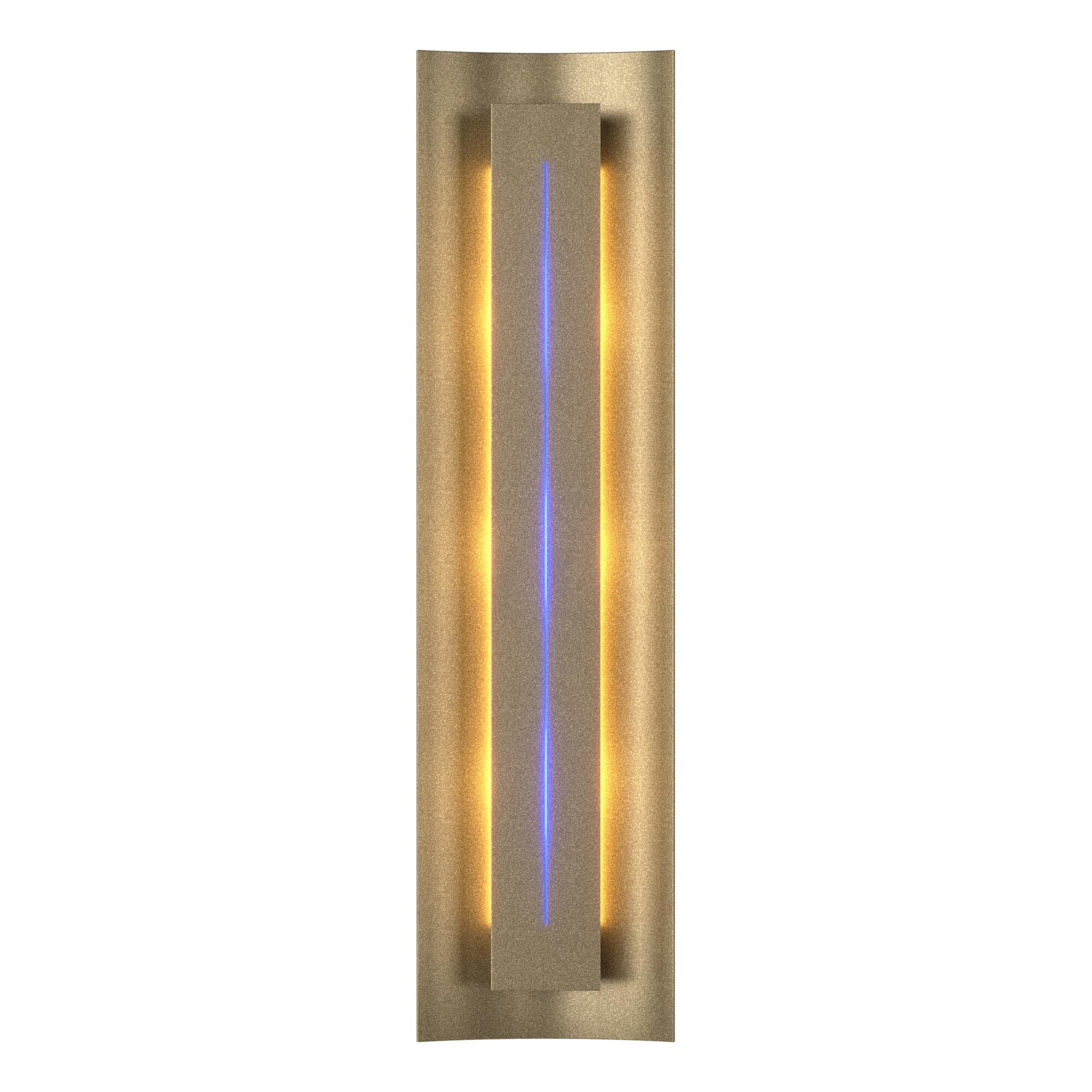Shown in Soft Gold finish and Blue  glass